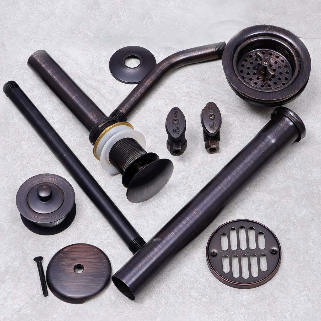 Trim To The Trade's ever-popular finish #47 Venezian Bronze. This stunning finish compliments major manufacturers' darker bronze finishes so perfectly you'd think they all came out of the same box! #TrimToTheTrade #luxuryfinishes #homedesign #bathroomfixtures #kitchenfixtures