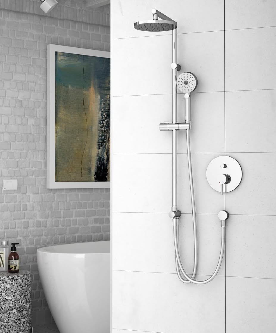 Repost: @in2aqua_na The new in2aqua PS Techno C shower system is ergonomic and sustainable without sacrificing comfort. Its super-slim slide bar will give any shower and bathroom a minimalistic and timeless touch. With a 60° angle, in2aqua PS Techno S ensures full body coverage for an enhanced shower experience. #in2aqua #bathroomdesign #luxurybathrooms