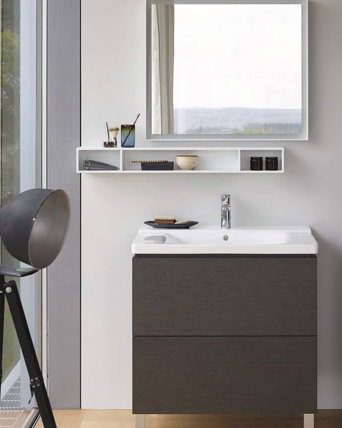 Featured in Edition 2 of Duravit Ready to Ship Brochure: L-Cube Mirror & Wall Mount Vanity Unit, Me by Starck Vanity Sink. #Duravit #ReadytoShip #luxurybathrooms #Duravitbathrooms