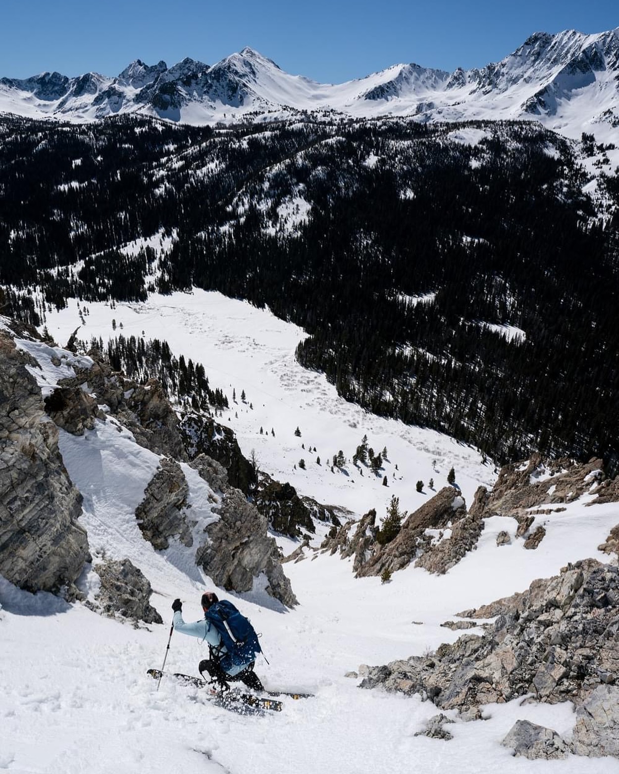 Although spring was officially two days away, the “winter” sun and weather were hell bent on making some fantastic corn snow! Here, @mattleidecker descends through the pinch of a couloir on a recent multi day ski tour in the Idaho backcountry. #skitour #skitouring #winter #backcountry #backcountryskiing #skiing #cornsnow #snow #couloir #steepskiing #wintercamping #adventure #explore #ski #earnyourturns #yourshotphotographer @sonyalpha #sonyalpha