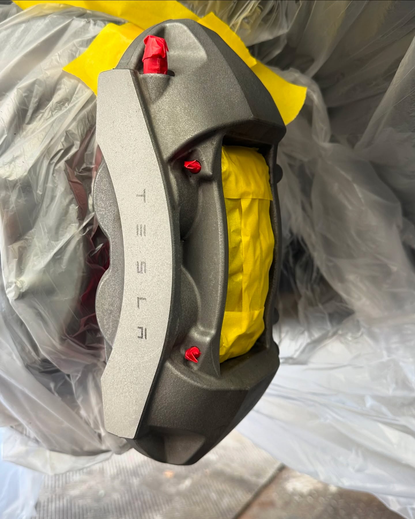 From dull metal to a beautiful glossy red! Drop us a message for a quote to have your calipers painted.