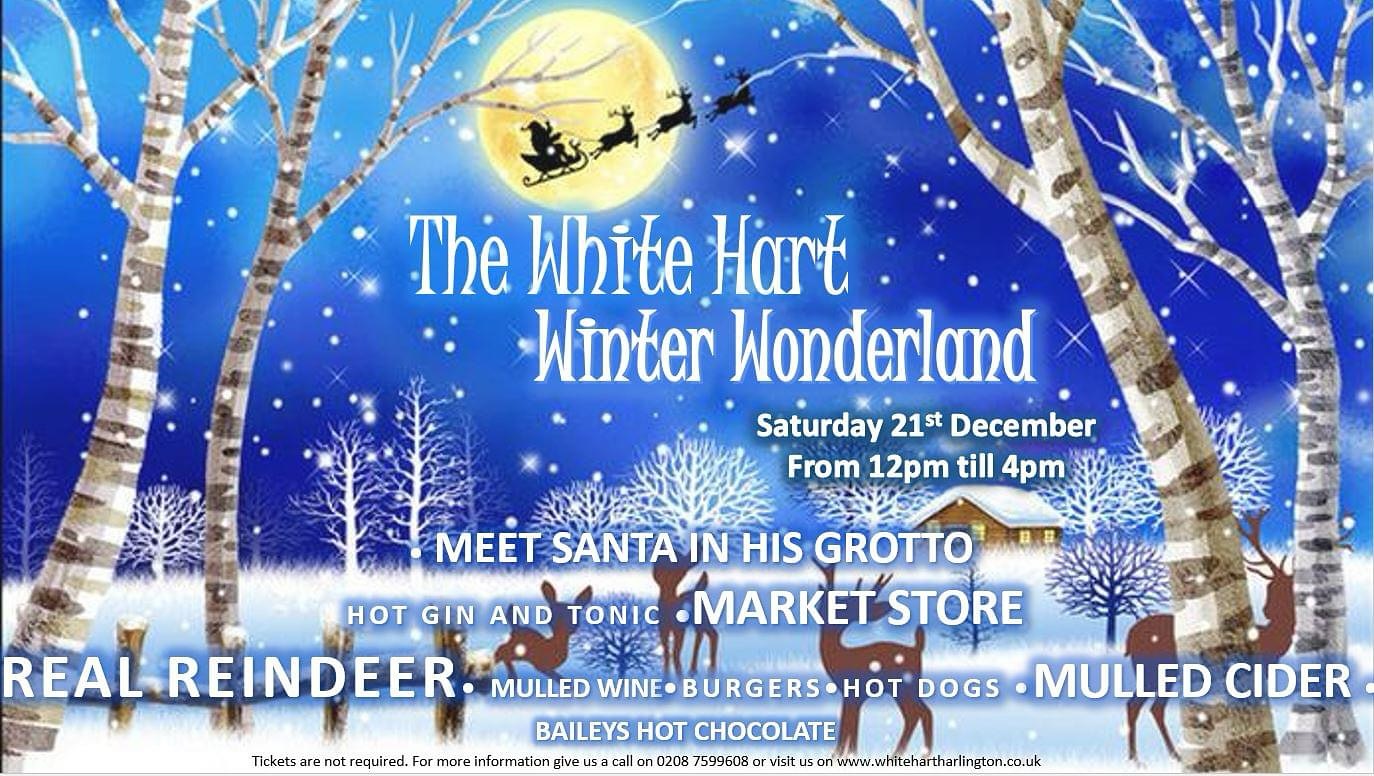 Once again we are back this year with our annual Winter Wonderland ❄️
Join us Saturday 21st December for some festive fun at the White Hart! We’ve got mulled wine, food, games and most importantly…Santa & his reindeer! ???
There is something for all the family, we can’t wait to see you there! ⛄️