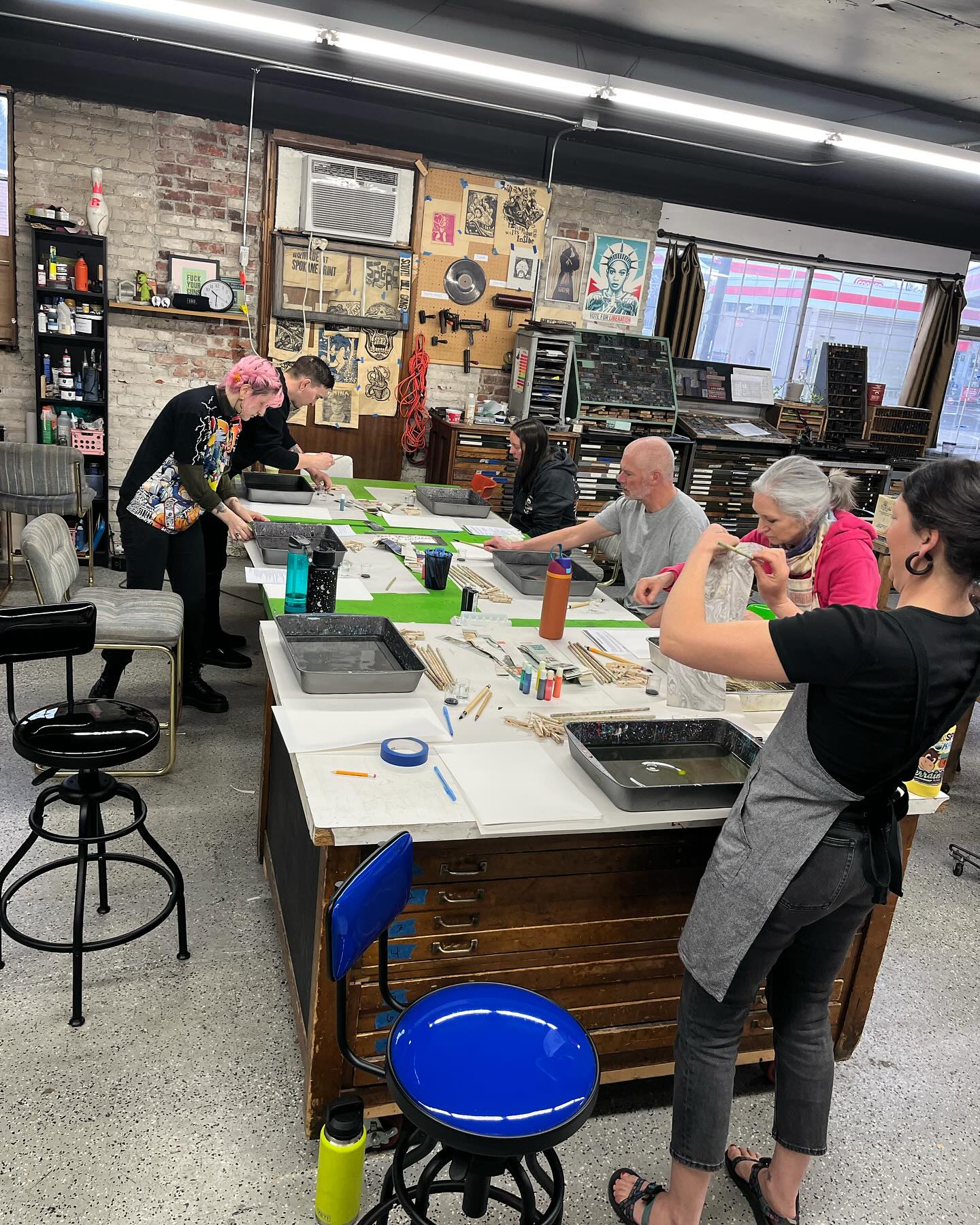Another fun day in the book arts room! Today students learned the art of Suminagashi and then used those sheets as covering materials for their Fukuro-toji (stab bound books). Want to learn how too? Stay tuned for more class opportunities.
#bookarts #bookbindingworkshop #suminagashi #japanesestabbinding