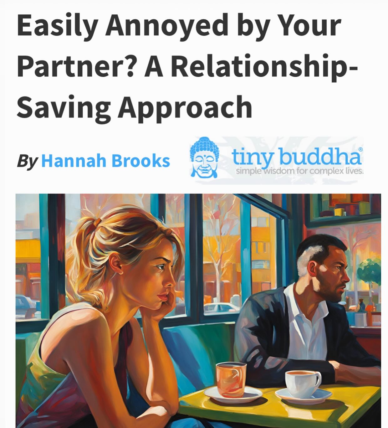 Honored to have this article published the other day over on tinybuddha.com! Find it there.
#annoyed #annoyance #irritated #aggravated #marriage #relationships #moody #itsnotover #love #marriagehelp #relationshiphelp #marriagegoals #irritation #couple #relationshipadvice #highlysensitive #hsp #highlysensitivepeople #highlysensitiveperson