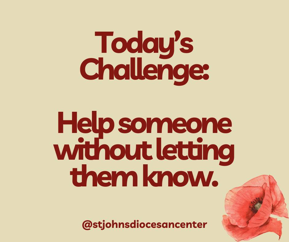 Te dejamos el reto para iniciar tu semana:
Ayuda a alguien, sin que esa persona sepa.
Vivamos lo que aprendemos cada domingo.
#saintjohns #church #challenge