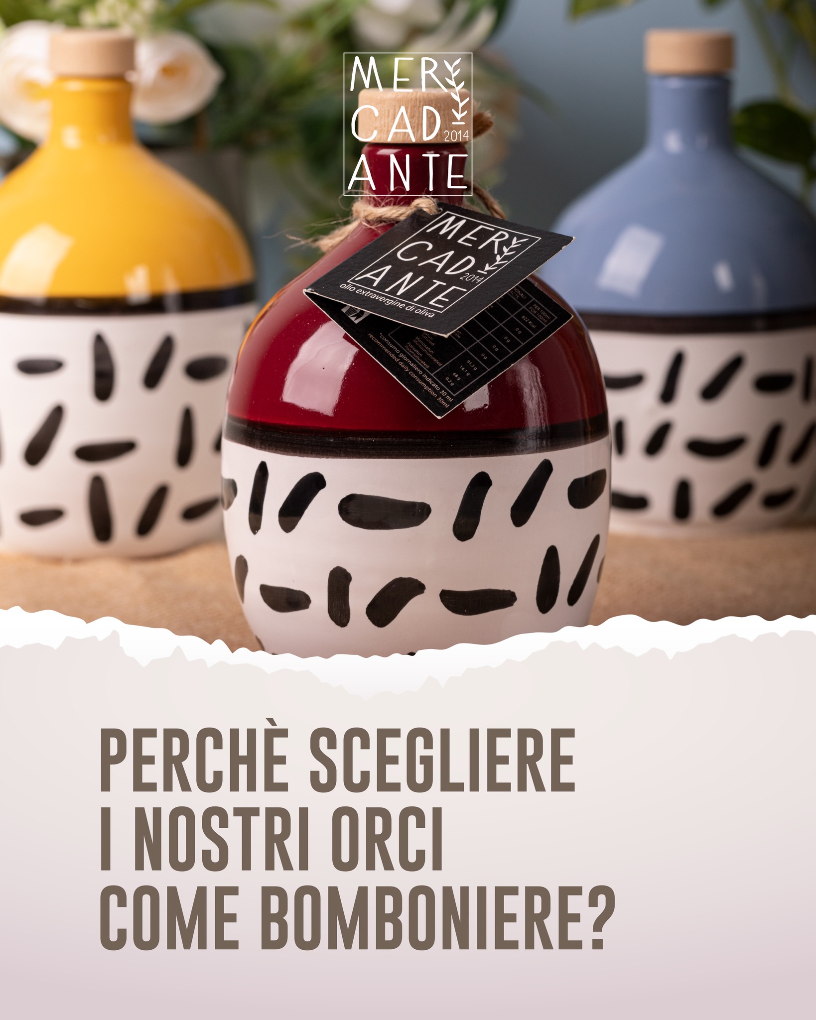 Ogni occasione merita un ricordo speciale.✨ Scegli i nostri orci in ceramica per il tuo grande evento.
Acquistali su ?www.agribiomercadante.com
#olioevo #puglia #aziendaagricolamercadante