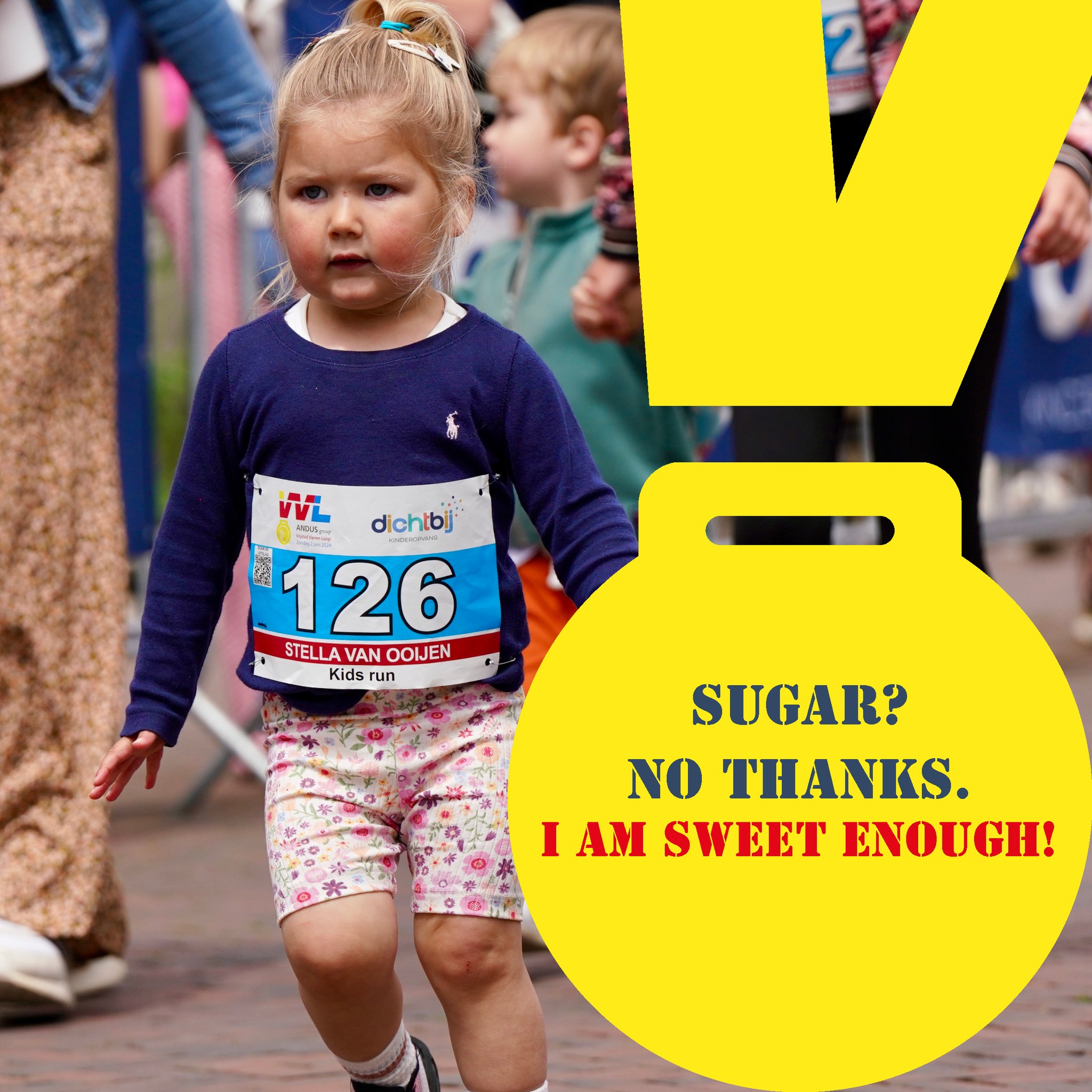 Sugar? No thanks, I’m sweet enough
Een gezonde dosis energie en een grote glimlach, meer heb je niet nodig voor de Dichtbij Vrijstad Vianen Loop. Op zondag 25 mei staan lopers van alle leeftijden weer aan de start, klaar om te genieten van een sportieve en gezellige dag.
Of je nu gaat voor de Kidsrun, 5 of 10 km hardlopen, de nieuwe halve marathon of een mooie wandelroute, iedereen kan meedoen. Want beweging is het beste recept voor een goed gevoel.
Schrijf je in via https://vrijstadvianenloop.nl/inschrijven
#DichtbijVrijstadVianenLoop #GezondInBeweging #KidsRun