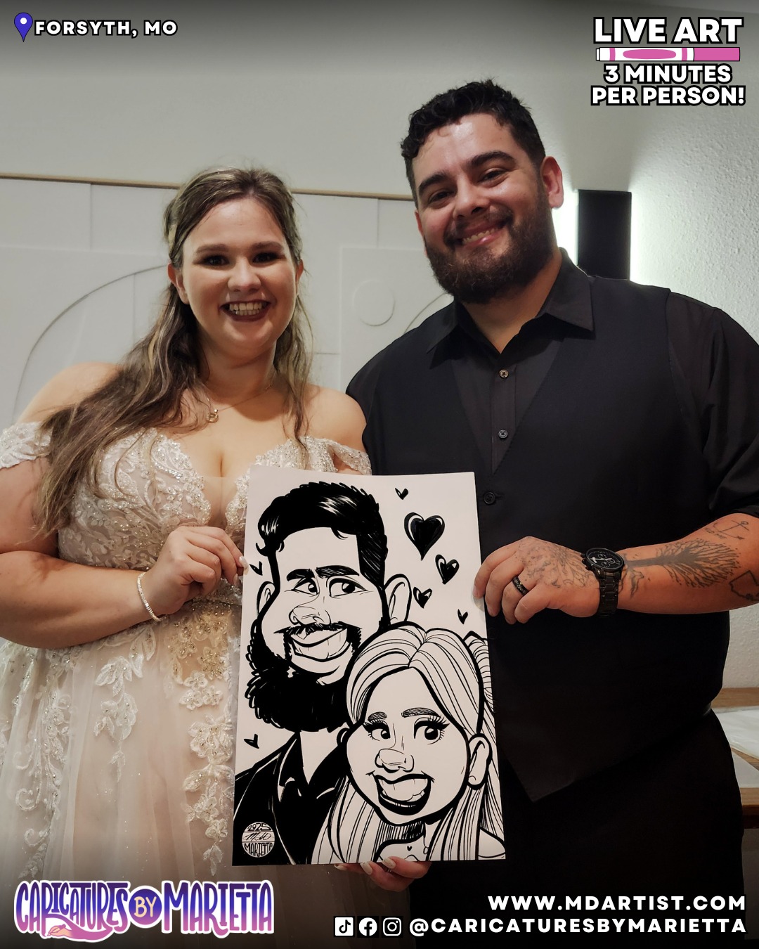 💍✨ When love is in the air… and on paper! 🎭✍️ Sonja & Mike’s wedding was straight out of a fairytale—especially their dreamy first dance on a cloud of low-lying fog - what a perfect idea! ☁️💃🕺 Honored to capture some of the magic with a little ink and a lot of love. ❤️
Wanna add a little character to your big day? 😉🎨
#Caricature #WeddingEntertainment #BransonEvents #EventIdeas #LiveArt #HappilyEverAfter #caricatures #caricatureart #caricaturedrawing #caricatureartist #kcmo #kansascityartist #draweveryday #kansas #missouri #eventplanner #event #eventplanning #evententertainment #partyideas #caricature