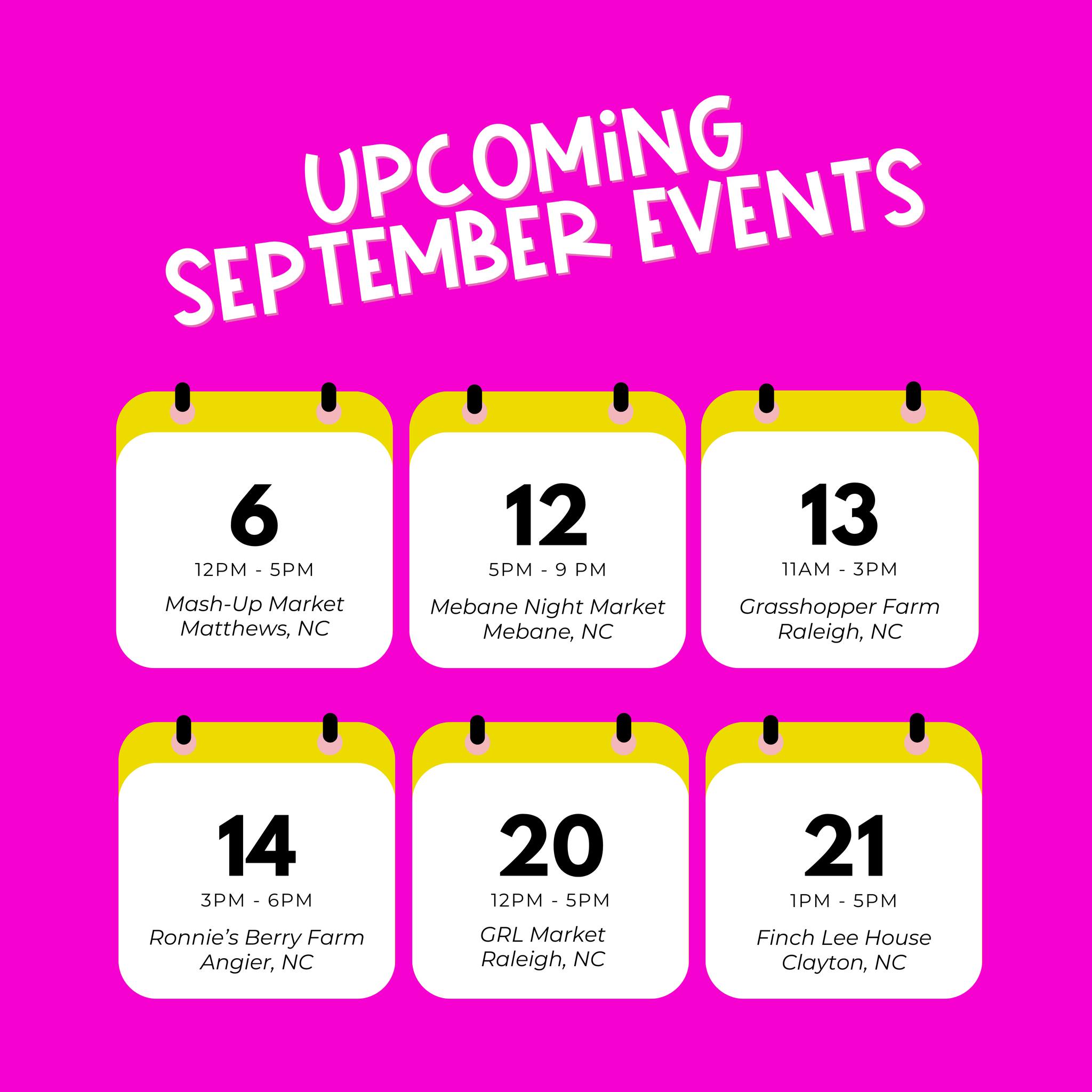 🍂 FALL FLAVORS ARE HERE — STARTING SEPT 6! 🍂
Get ready to snack your way through September with our gourmet marshmallows, now in cozy, limited-edition fall flavors like pumpkin spice, toasted maple, and apple cinnamon 🔥
We’re popping up across NC all month long, so come say hi, stock up on your faves, and taste what sweater weather dreams are made of. 🧣✨
📅 September Lineup:
💥 Sept 6 — Mash-Up Market, Matthews
🌙 Sept 12 — Mebane Night Market
🌾 Sept 13 — Grasshopper Farm, Raleigh
🍓 Sept 14 — Ronnie’s Berry Farm, Angier
✨ Sept 20 — GRL Market, Raleigh
🏡 Sept 21 — Finch Lee House, Clayton
🚨 These fall flavors are seasonal + small-batch, so don’t wait — they go fast! Perfect for gifting, snacking, or cozy nights by the fire. 🔥
📸 Don’t forget to tag us when you visit — we LOVE seeing your marshmallow moments!
#FallFlavors #GourmetMarshmallows #MarshmallowMagic #NCMarkets #SupportLocal #SweetSeason #SeptemberEvents