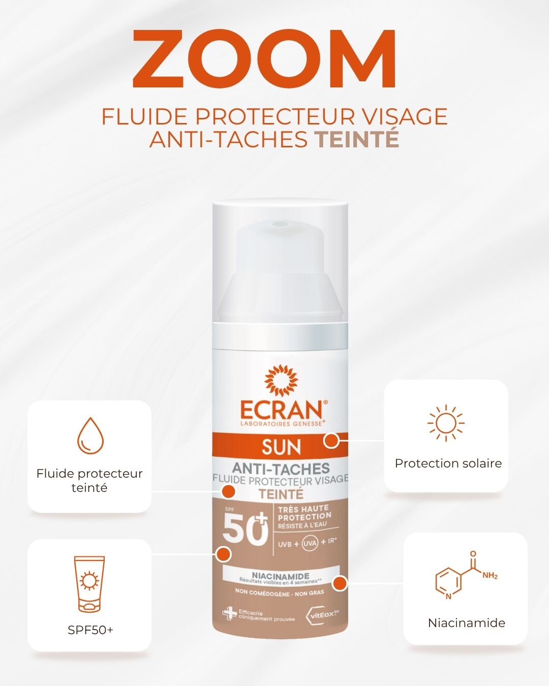 Protéger sa peau tout en unifiant le teint ? C’est possible !
Découvrez notre fluide visage teinté anti-taches ECRAN® SPF50+, la solution 2-en-1 pensée pour les peaux exigeantes.
Une formule experte :
✔️ Très haute protection solaire SPF50+
✔️ Action anti-taches grâce à la niacinamide
✔️ Texture fluide et teintée, pour un effet bonne mine immédiat
✔️ Non comédogène, testée sous contrôle dermatologique
Résultat : une peau protégée, unifiée et lumineuse, même sous le soleil.
#ecran #soindelapeau #spf50 #antitaches #niacinamide #protectionsolaire #fluidevisage #teintunifié #bellepeau #sunprotection #dermatologie