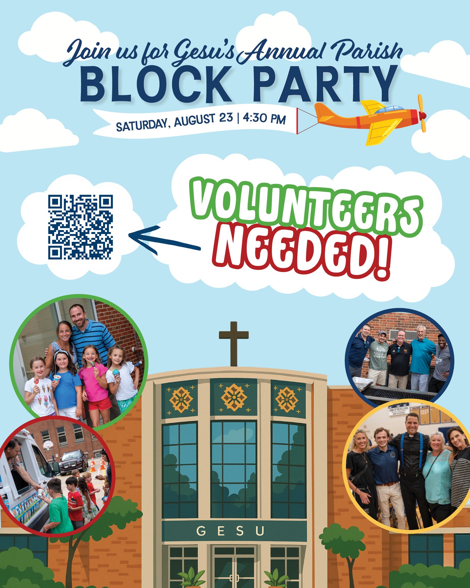 ? Calling All Helping Hands! ?
The Annual Church of the Gesu Block Party is right around the corner, and we need YOU to make it unforgettable!
Whether you’re a game guru, a setup superstar, or just love bringing joy to the community, we’ve got a spot for you.
?️ Date: Saturday, August 23
? Location: Church of the Gesu
⏰ Set-up & Tear-down slots available, the fun begins after 4:30 pm Mass!
Volunteering is a great way to meet neighbors, make memories, and share the spirit of Gesu. Plus, there’s food, fun, and fellowship waiting for you!
? Sign up here: bit.ly/bpvolunteer25
Let’s make this year’s block party the best one yet! ??
#GesuBlockParty #VolunteerWithHeart #CommunityStrong #ChurchOfTheGesu