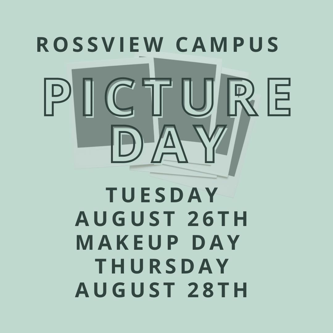 📷 SAVE THE DATE! 📷
Picture Day for our Rossview campus will be August 26th. August 28th will be a makeup day and for students that only attend on Thursdays.
*Stay tuned for Woodlawn dates!*