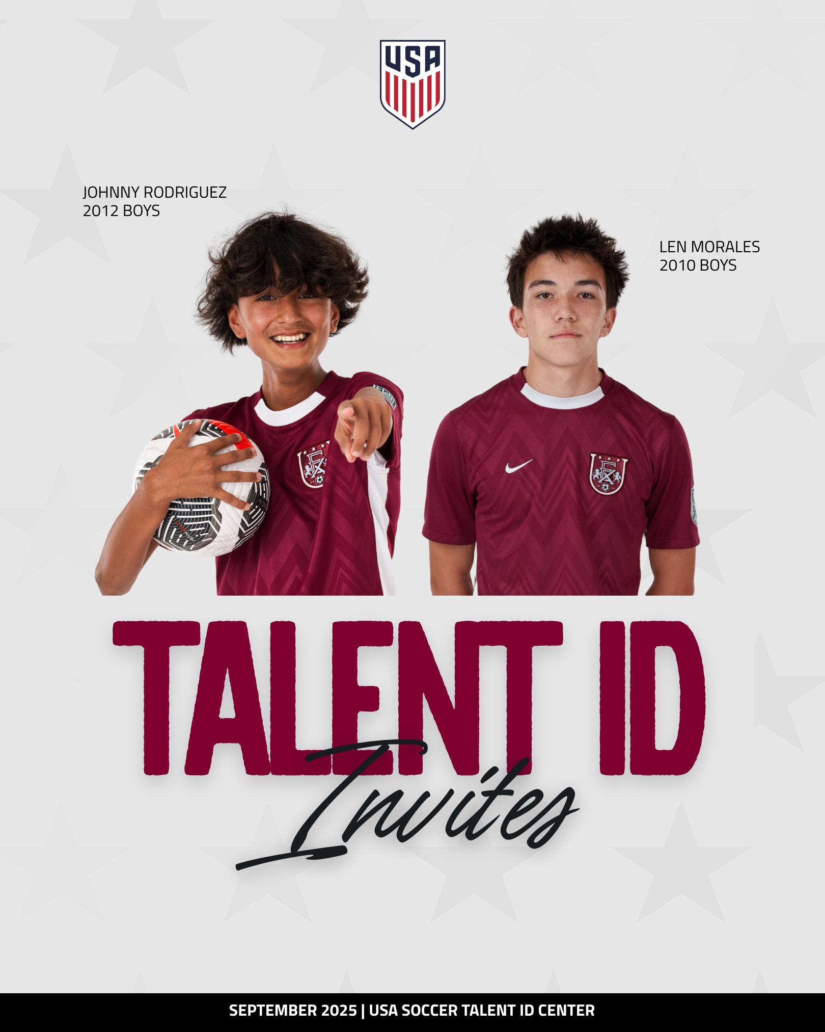 Big congrats to Johnny Rodriguez and Len Morales on their USA Talent ID Center invites! Best of luck tomorrow in Leesburg! ??