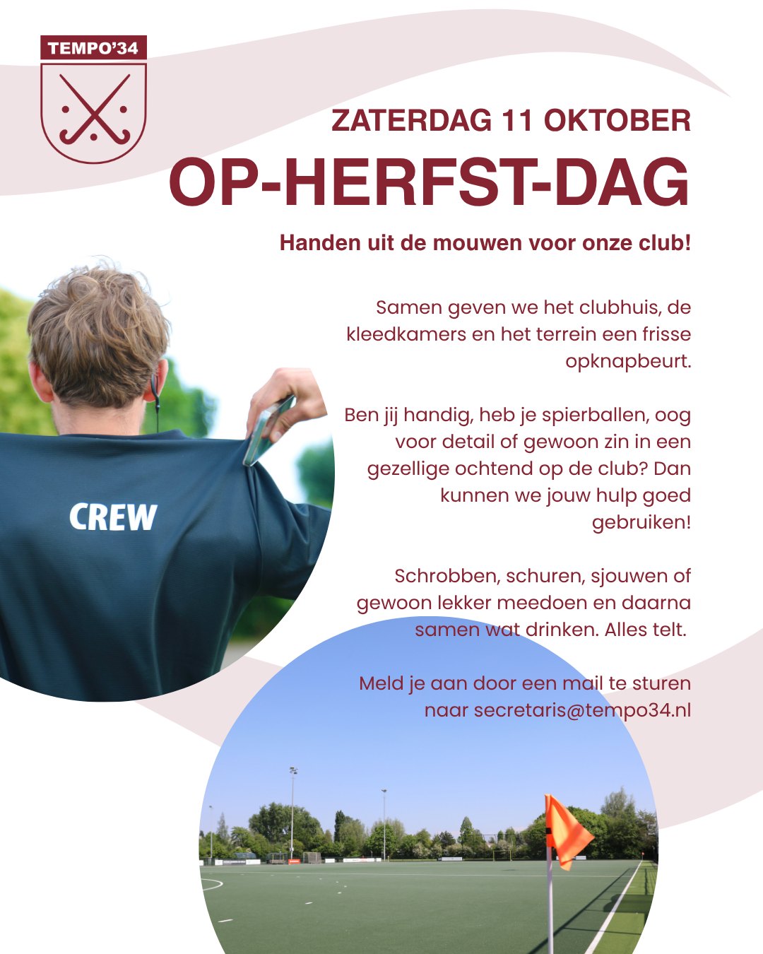 ??️ Op-Herfst-Dag komt eraan!
Het seizoen is begonnen en we zijn weer lekker op dreef, tijd om ook de club zelf wat liefde te geven ?
Op zaterdag 11 oktober steken we samen de handen uit de mouwen. Van clubhuis tot kleedkamers, van terras tot terrein: alles krijgt een opfrisbeurt.
Kun jij goed overweg met een kwast, hogedrukspuit of gewoon met een glimlach en goede inzet? Dan kunnen we je hulp goed gebruiken!
? Aanmelden = even een mail sturen naar secretaris@tempo34.nl
#Tempo34 #OpHerfstDag #samensterk #hockeyclub #vrijwilligerswerk #hockeyrotterdam