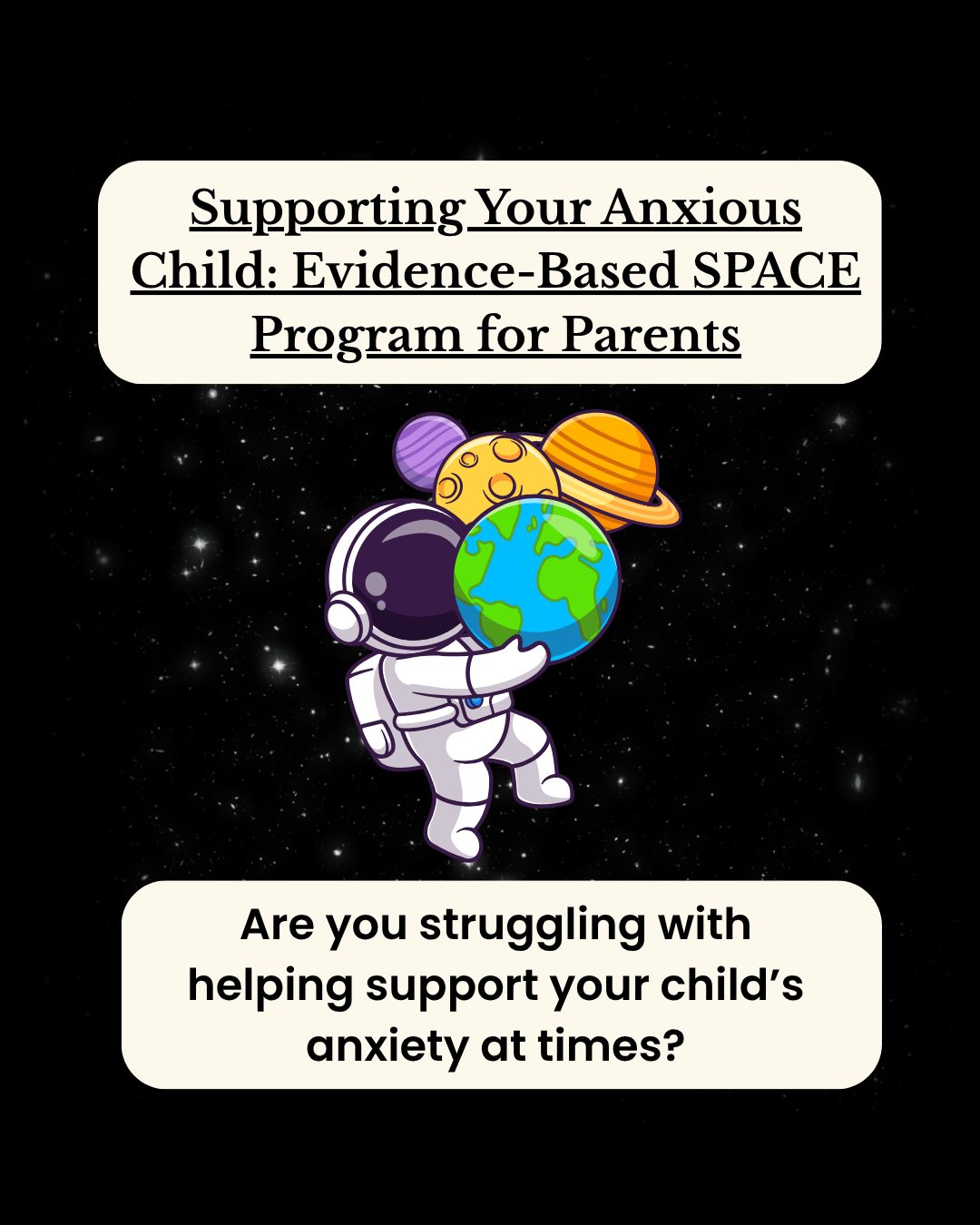 🧠 When your child’s anxiety feels like walking on eggshells…
You want to comfort them but sometimes, the more you try to help, the worse things seem to get.
You’re not making things worse. Your instincts just need a new roadmap.
💡 Introducing the SPACE Program
(Supportive Parenting for Anxious Childhood Emotions)
Developed at the Yale Child Study Center, SPACE helps parents support their child by changing how they respond to anxiety, not who their child is.
✨ In SPACE, parents learn to:
✅ Respond to anxiety with confidence and compassion
✅ Reduce unhelpful “accommodations” (like constant reassurance)
✅ Strengthen their child’s sense of independence
Research shows SPACE is as effective as CBT for childhood anxiety and children don’t even need to attend sessions.
😀 Parents often describe feeling hopeful again, realizing that helping doesn’t mean rescuing. It means trusting that their child can cope with their support.
🌅 Ready to learn more?
Connect with Jennifer McIntee-Leinweber, R. Psych. at Off the Beaten Path Psychology & Wellness to explore how SPACE can support your family.
👉 Visit our website to book a consultation, or to read our latest blog on SPACE:
🔗 https://www.obpwellness.com/
👉 You can also watch a short video about SPACE here:
🔗 https://www.youtube.com/watch?v=Tqff9kJGDWA&t=9s
#OBPWellness #ParentingSupport #ChildAnxiety #SPACEProgram #ParentingAnxiety #AnxietySupport #EvidenceBasedParenting #ChildTherapySupport #CochraneTherapy #CalgaryTherapy #AirdrieTherapy