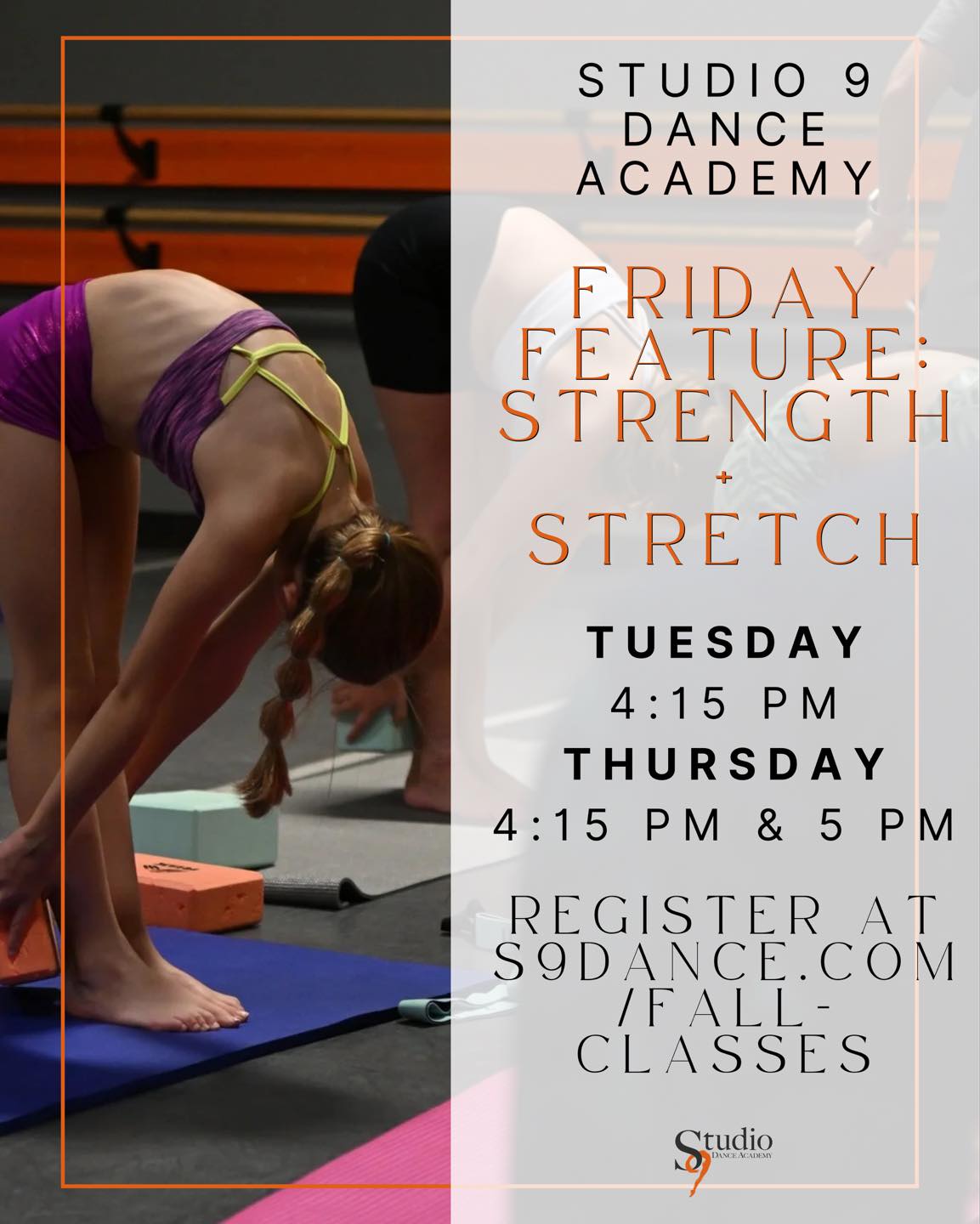 ✨ #FridayFeature: Strength & Stretch ✨ Ready to level up your training? Our Strength & Stretch class is designed to help dancers build the power, flexibility, and mobility they need to move with confidence and stay injury-resistant all season long. 💪🩰
In this class, dancers will:
🔥 Strengthen core muscles
🧘♀️ Improve flexibility + mobility
🏃♀️ Incorporate elements of Pilates, yoga, cardio, and calisthenics
🥗 Learn essential nutrition tools to support healthy, strong dancing
Whether your dancer wants to boost technique, enhance performance, or simply feel their strongest, this class is a game changer. Enrollment is open now — join us! ✨
+
+
+
#Studio9DanceAcademy #StrengthAndStretch #DancerTraining #DanceStrong #FlexibilityTraining #DanceTechnique #DenverDance #Studio9Community #choreography #happy #dancestudio #danceclass #love #instagood #lifestyle #parkerdance #dancelife #s9dance #ballet #dance #studio9danceacademy #codance #instadaily #art #parker #parkerco #studio9 #dancer