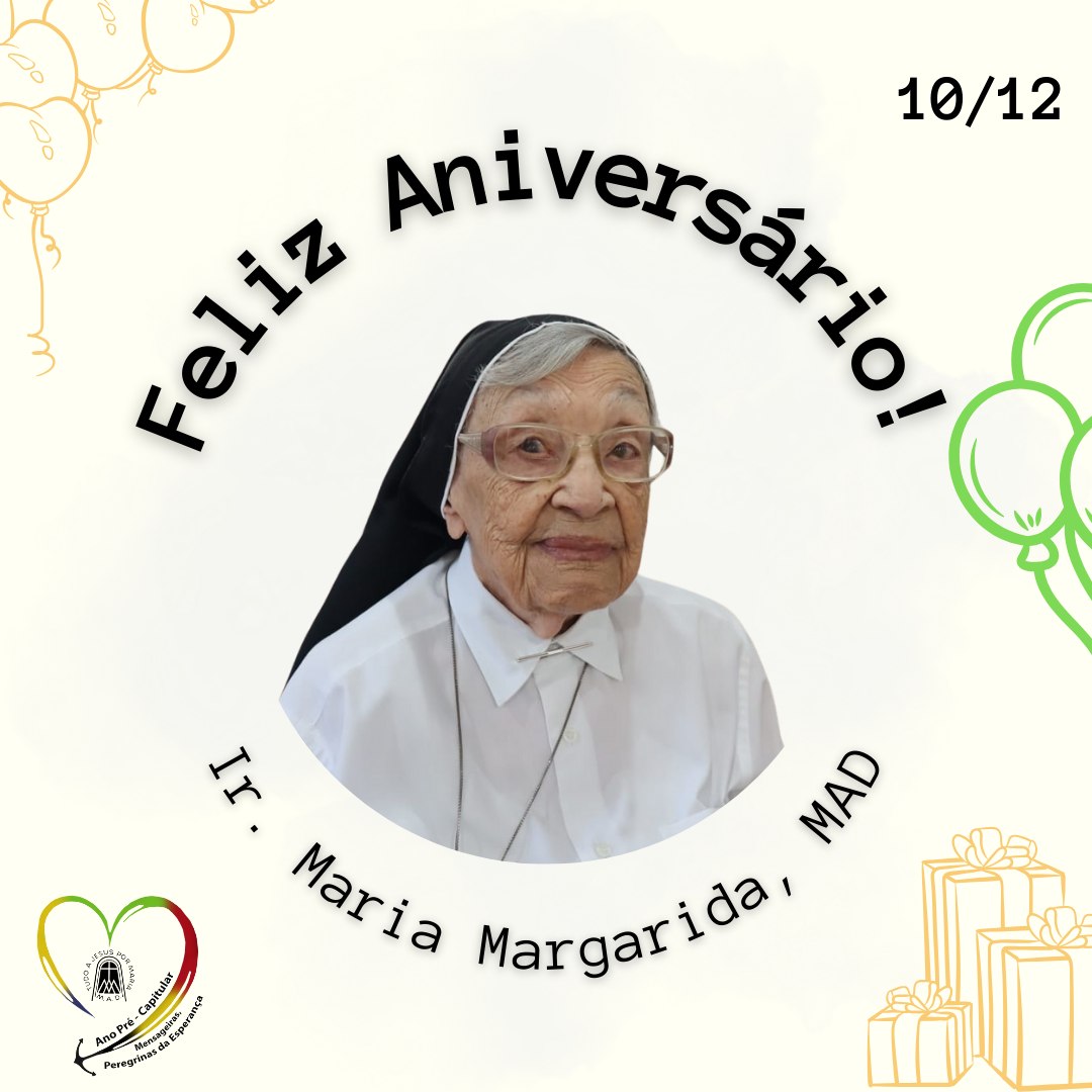 hoje é dia de festa! Celebramos o dom da vida da nossa querida Ir. Margarida 105 anos.🌹
Parabéns! que Deus o abençoe;👏👏
#aniversariante #mensageira #amordivino #vocação #vocaçãograçaemissão #coraçõesardentespésacaminho #domdavida
