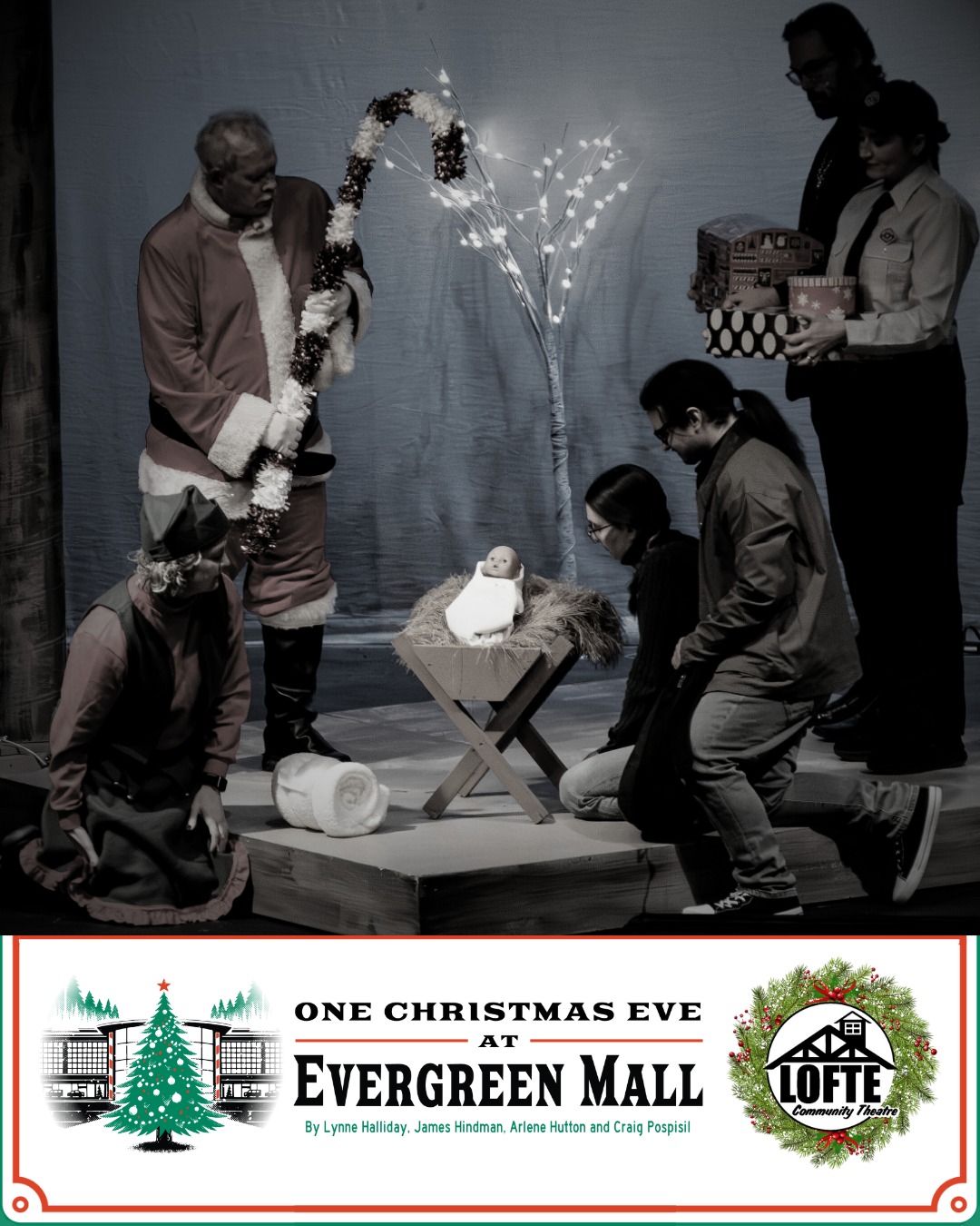 "Strange, isn't it? Each man's life touches so many other lives."
"The best way to spread Christmas cheer is singing loud for all to hear!"
"Maybe Christmas, he thought, doesn't come from a store. Maybe Christmas, perhaps, means a little bit more."
"For unto you is born this day in the city of David a Savior, which is Christ the Lord. (Luke 2:11)"
There are 2 performances remaining of "One Christmas Eve at Evergreen Mall," on December 20th and 21st. Come see this heart-warming holiday tale and experience the stories of Christmas. Get tickets at lofte.org/tickets or call 402-234-2553. Show times are 7:00 pm Saturday and 2:00 pm Sunday. The concession stand will open 1 hour before the show starts, and the house will be open for seating at this time as well.
More about One Christmas Eve at Evergreen Mall: A diverse cast of characters navigate first meetings, second chances, and last-minute choices. From a lovesick mall Santa to an overeager mall cop, from a pair of brainy misfit teenagers to a pair of battling actors in a production of A Christmas Carol, a total of eight intertwined stories, all set in a Midwestern mall on the last day of shopping before the holiday. Experience the joys and sorrows of the season all in one festive package.
The quotes at the beginning of this post come from "It's a Wonderful Life," "Elf," "How the Grinch Stole Christmas," "Merry Christmas, Charlie Brown," and the King James Bible.
.
.
.
.
.
#Lofte #TheLofte #BornInABarn #LofteTheater #CommunityTheater #CommunityTheatre #Volunteer #Nebraska #CassCounty #Lincoln #Omaha #WeepingWater #Manley #theatre #theater #live #livetheater #livetheatre #Christmas2025 #OneChristmasEveAtEvergreenMall #ChristmasShow #holidayshow