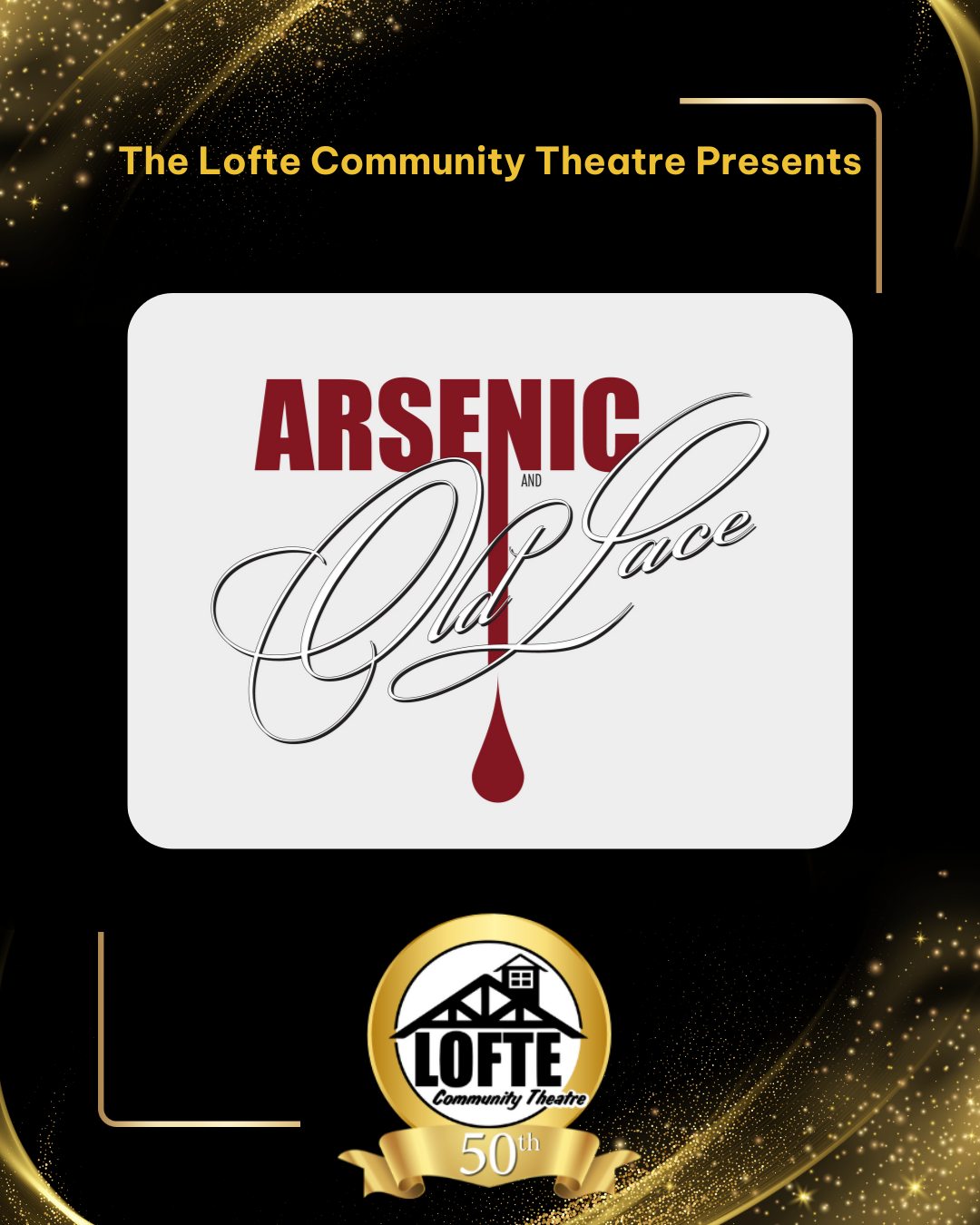 Every day from Christmas through New Year's Eve, we'll be sharing a bit more information about each of our shows in our 50th season!
The fifth show in 2026 is Arsenic and Old Lace by Joseph Kesselring.
Performances are October 16, 17, 18, 22, 23, 24, & 25.
Drama critic Mortimer Brewster’s life is upended when he discovers a corpse in his elderly aunts’ window seat. Mortimer rushes to tell Abby and Martha before they stumble upon the body themselves, only to learn that the two old women are already aware of the dead man in their parlor. Find out how he got there by joining us for this classic comedy about the only thing more deadly than poison: Family.
The Lofte last presented Arsenic and Old Lace before we moved to our new facility, and we are excited to bring this classic back to our stage! This show blends thrilling suspense and eerie horror elements with laugh-out-loud comedy. Murder, mayhem, and the life of Theodore Roosevelt collide in this classic play that’s equal parts creepy and hilarious.
Shows start at 7:00 on Thursdays, Fridays, and Saturdays, and 2:00 on Sundays. Auditions are July 27 & 28 at 7 PM. The cast includes 3 women and 11 men, ages 25-70. Season tickets are still available at lofte.org/tickets - get yours now to see this show and the other 5 spectacular productions we have planned for our 50th season in 2026!
.
.
.
.
.
#Lofte #TheLofte #BornInABarn #LofteTheater #CommunityTheater #CommunityTheatre #Volunteer #Nebraska #CassCounty #Lincoln #Omaha #WeepingWater #Manley #theatre #theater #live #livetheater #livetheatre #localtheater #localtheatre #seasontickets #arsenicandoldlace