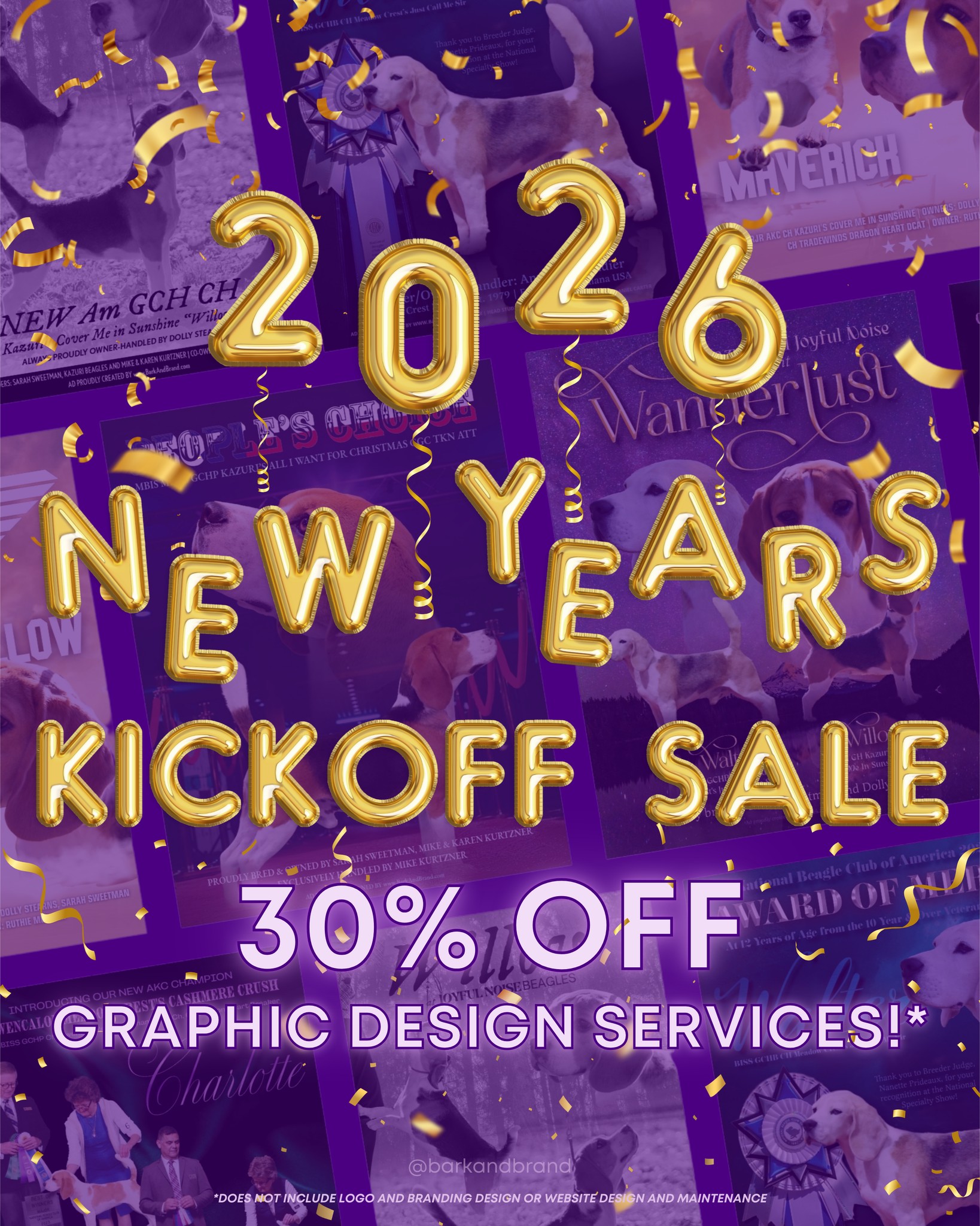 It's baaack... our New Year's Kickoff Sale is here 🥂🎉
Snag 30% OFF all Bark and Brand graphic design services* like:
🎨 single-page and double-page ad designs
🎨 custom-designed breeder contracts
🎨 custom business and Christmas cards
🎨 bi-fold and tri-fold brochures
🎨 and more!
SALE ENDS SUNDAY, JANUARY 18th at 11:59 PM PST
Click the NEW YEAR'S SALE link in bio to choose your design services for 2026 and we'll be in touch to confirm quantities and complete billing. That’s it, that’s all you have to do — easy peasy!
*sale does not include logo and branding design or website design and maintenance services
#barkandbrand #americankennelclub #showsightmag #showdogfancy #newyearssale #addesign #graphicdesignerlife