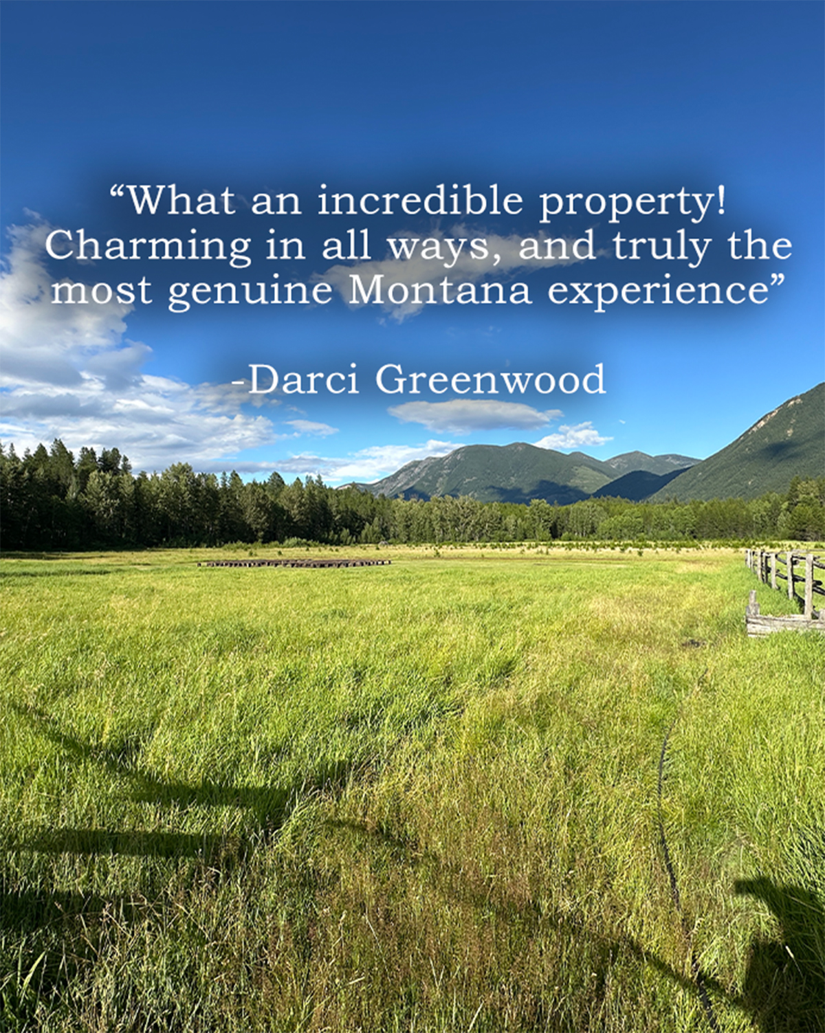 We are so grateful for this incredibly kind review from Darci Greenwood, one of the most respected wedding planners in the Flathead Valley ?
Darci recently shared:
✨ “What an incredible property! Charming in all ways, and truly the most genuine Montana experience. Luxury, but set with some truly authentic ranch aesthetics. The property and lodge are beautifully maintained, and the managers (Mike & Crystal) are wonderful!”
Hearing words like this from someone who knows weddings inside and out means the world to us. Creating a place that feels both elevated and authentically Montana — and supporting the amazing vendor teams who bring celebrations to life here — is at the heart of what we do.
Thank you, Darci, for trusting Green Valley Ranch and for being such an incredible part of our wedding community. We can’t wait to welcome more unforgettable celebrations here ✨
@darcigreenwood_design