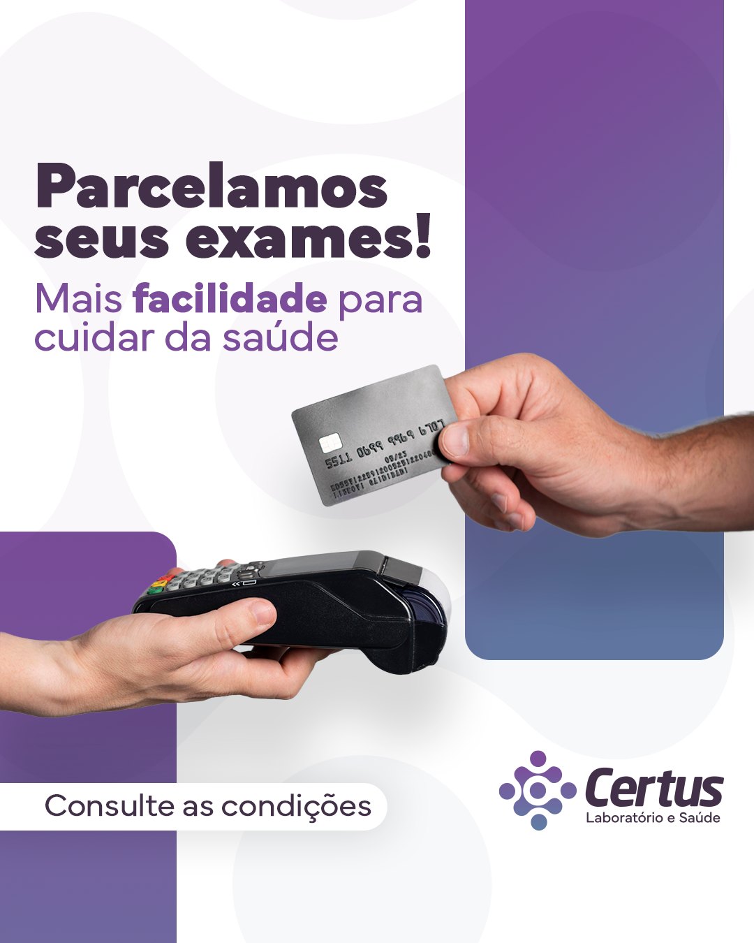 💳 Quer cuidar da saúde e do orçamento? Aqui, seus exames podem ser parcelados, facilitando o autocuidado no tempo certo, sem adiamentos.
Fale com a equipe e tire suas dúvidas sobre valores e formas de pagamento.
Certus Laboratório e Saúde
📍 Piumhi (Centro)
Praça Guia Lopes, nº 54, Anexo à Santa Casa
📞Telefone: (37) 3371-9511
📱WhatsApp: (37) 99965-0200
📍 São Roque de Minas
Rua Francisco Alves Oliveira, 230, Centro
📱📞Telefone/WhatsApp: (37) 99991-0500
Site: www.certuslaboratorio.com.br
🕐 Horário de funcionamento:
Piumhi:
Segunda a sexta: das 6h30 às 19h
Sábado e feriados: das 7h às 19h
Domingo: das 7h às 13h
São Roque de Minas:
Segunda a sexta: das 6h30 às 17h30
Sábado: das 7h as 11h