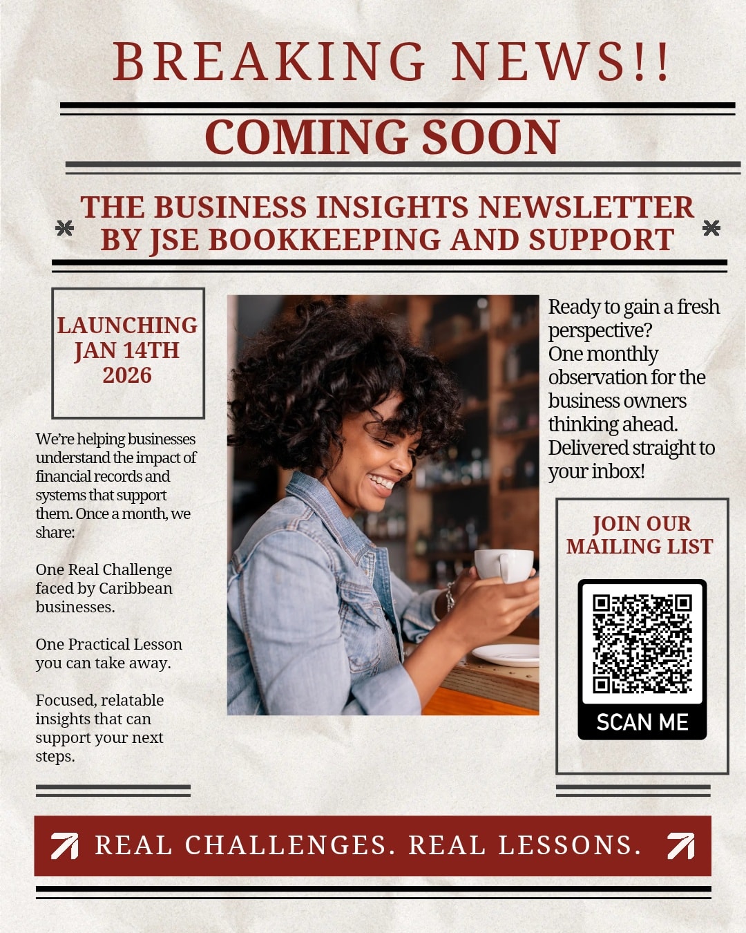 Big news! 📣 The JSE Business Insights Newsletter is officially launching!
We’re keeping it simple: One observation. Once a month. 🗓️
Running a business comes with a lot of "learning on the fly." We want to make that easier for you by sharing real challenges faced by real businesses and the practical lessons we’ve learned from them.
Scan the qr code to join today or click the link in the bio.
#JSEBookkeeping #smallbusinesstips #newsletters #financialvision #caribbeanbusiness #businesslessons