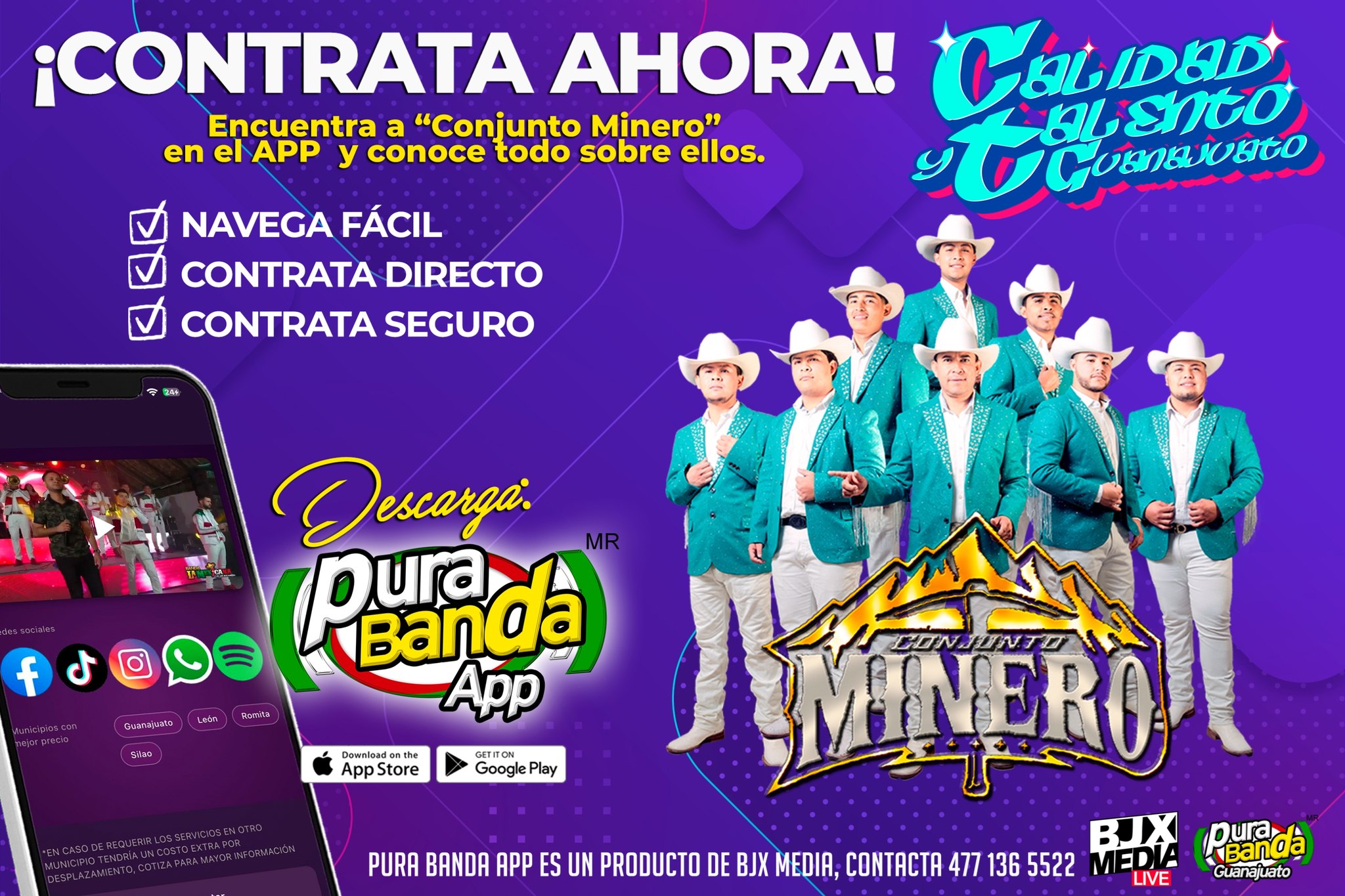 📲 𝐂𝐎𝐍𝐓𝐑𝐀𝐓𝐀 𝐀𝐇𝐎𝐑𝐀 𝐃𝐄𝐒𝐃𝐄 𝐋𝐀 𝐀𝐏𝐏 𝐏𝐔𝐑𝐀 𝐁𝐀𝐍𝐃𝐀 🕺💃
Cotiza y contrata directo música para tus eventos🎶
Encuentra a ellos y más artistas en purabandamx.com/elenco 💻