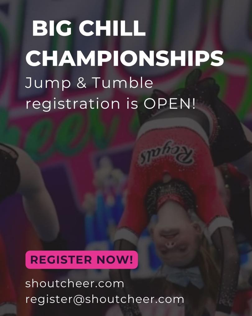 Big Chill Championship Jump & Tumble is now LIVE!
To purchase Jump & Tumble tickets, please visit our spectator ticket link via our website , or using the link in our BIO!
Www.shoutcheer.com