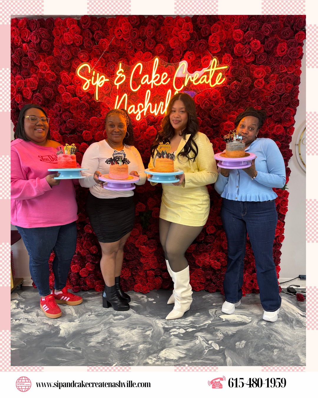 Girlsโ night done the sweet way! At Sip & Cake Create Nashville, itโs all about laughter, creativity, and unforgettable moments. From frosting fun to fabulous finishes, everyone leaves with a custom cake and a full heart.
Whether youโre celebrating birthdays, friendships, or just life, our hands-on cake decorating experiences bring people together one swirl at a time.
Grab your crew, bring your vibe, and let us handle the cake. Book your sweet experience today and create memories that taste amazing! ๐ฐโจ
.
.
๐ณ๐๐๐๐ ๐ด๐๐๐ ๐๐ป ๐ณ๐๐๐ ๐๐ ๐๐๐ ๐ฉ๐๐๐
๐ญ๐๐๐๐๐ ๐๐ ๐๐ป @sipandcakecreatenashville
.
.
#sipandcakecreatenashville #CakeArt #CakeDesign #CreativeBaking #CakeDecoratingFun #BakeAndCreate #EdibleArt #CakeTime #BakersOfInstagram #NashvilleEvents #SweetCreations #CakeStudio #CreateAndCelebrate #CustomCakes #CakeInspiration #SweetMoments #BakingExperience #CakeDecorators #FunWithFrosting #YourCakeYourArt