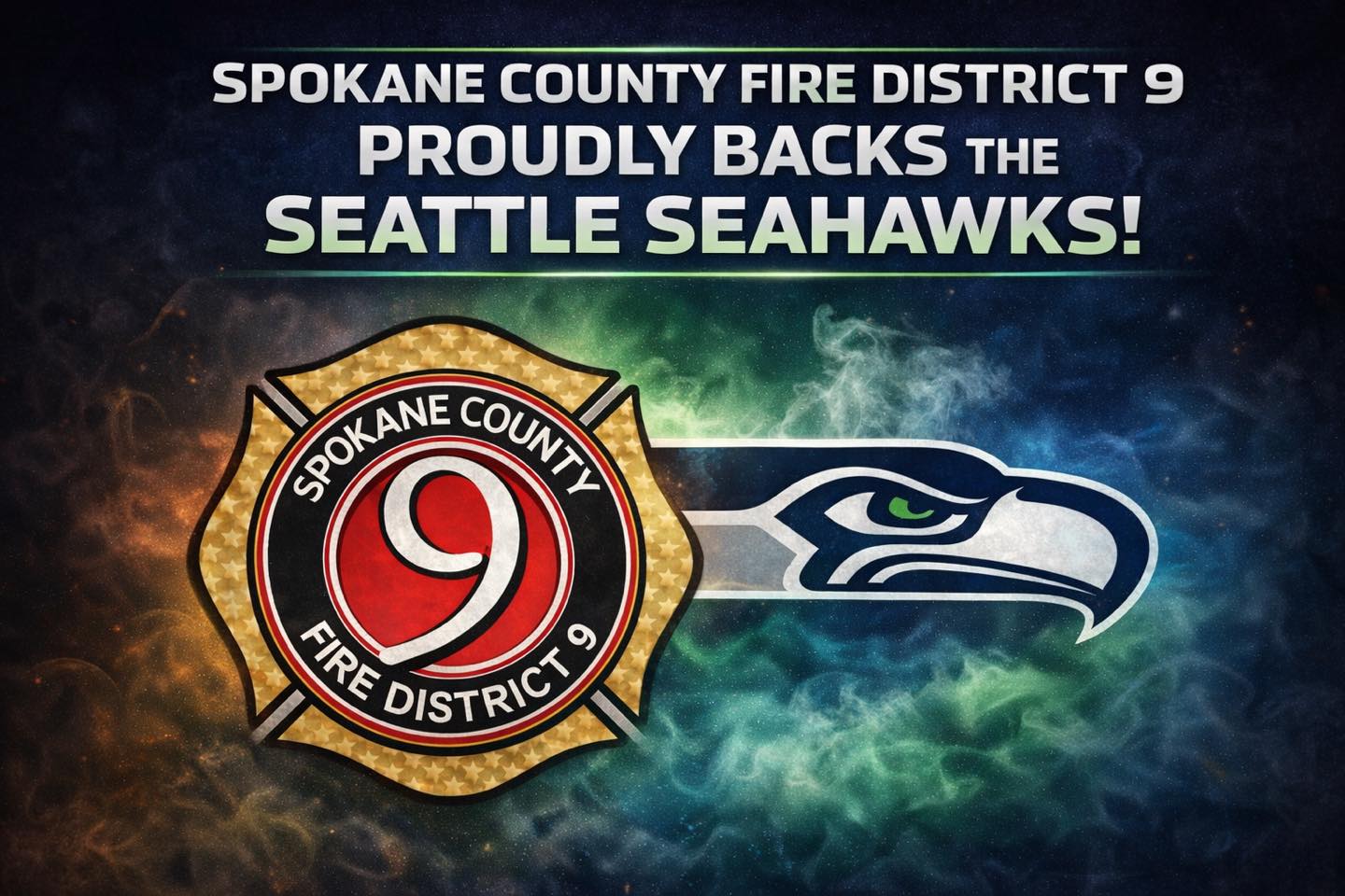 🟢🔵 Spokane County Fire District 9 proudly backs the Seattle Seahawks. 🔵🟢
We hope everyone gets the chance to kick back, enjoy today’s game, and have a safe evening.
💙💚 Go Hawks. 💚💙
#SCFD9 #GoHawks