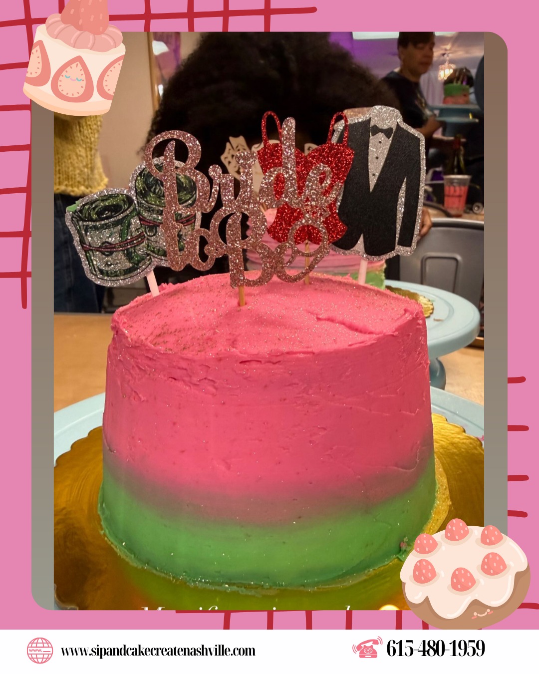 From โBride to Beโ dreams to sweet reality ๐๐ฐ This cake is all about celebrating love, creativity, and unforgettable moments at Sip & Cake Create Nashville.
With bold colors, smooth frosting, and dazzling toppers, every detail tells a story you design yourself. Whether itโs a bridal celebration, girlsโ night, or special milestone, we bake the cakeโyou bring the vision.
Come sip, decorate, laugh, and leave with a masterpiece thatโs as memorable as the moment itself. ๐โจ
.
.
๐ณ๐๐๐๐ ๐ด๐๐๐ ๐๐ป ๐ณ๐๐๐ ๐๐ ๐๐๐ ๐ฉ๐๐๐
๐ญ๐๐๐๐๐ ๐๐ ๐๐ป @sipandcakecreatenashville
.
.
#sipandcakecreatenashville #CakeArt #CakeDesign #CreativeBaking #CakeDecoratingFun #BakeAndCreate #EdibleArt #CakeTime #BakersOfInstagram #NashvilleEvents #SweetCreations #CakeStudio #CreateAndCelebrate #CustomCakes #CakeInspiration #SweetMoments #BakingExperience #CakeDecorators #FunWithFrosting #YourCakeYourArt