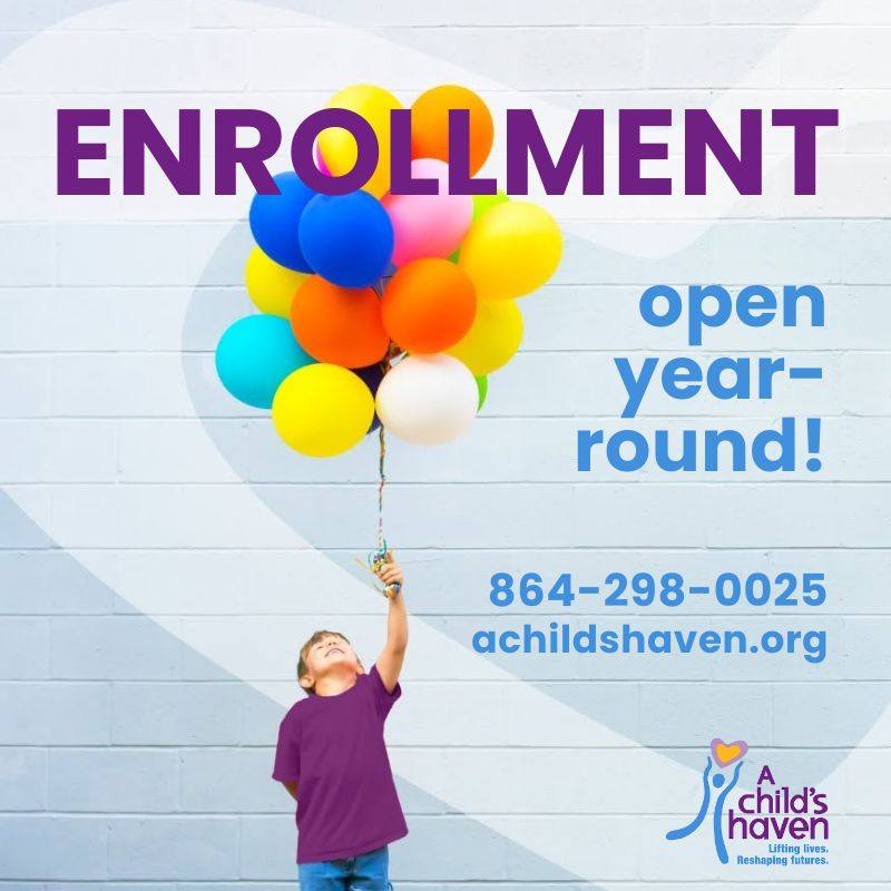 A Child’s Haven offers open enrollment year-round, for children ages 0-5, who have experienced trauma, leading to developmental delays.
If you know a child who has been impacted by trauma, please reach out.
@kidaroundsc Greenville First Steps @southcarolina211 @namisouthcarolina @scparents @cityofgreenvillesc @epworthsc @epworth_foster_care @prisma_health @upstateparent @mentalhealthamericaofsc
#greenvillesc #upstatesc #kiddingaroundgreenville #GreenvilleSpartanburgAndersonGreenwoodSC #greenvillescmoms #greenvillescparents #PediatricTherapy