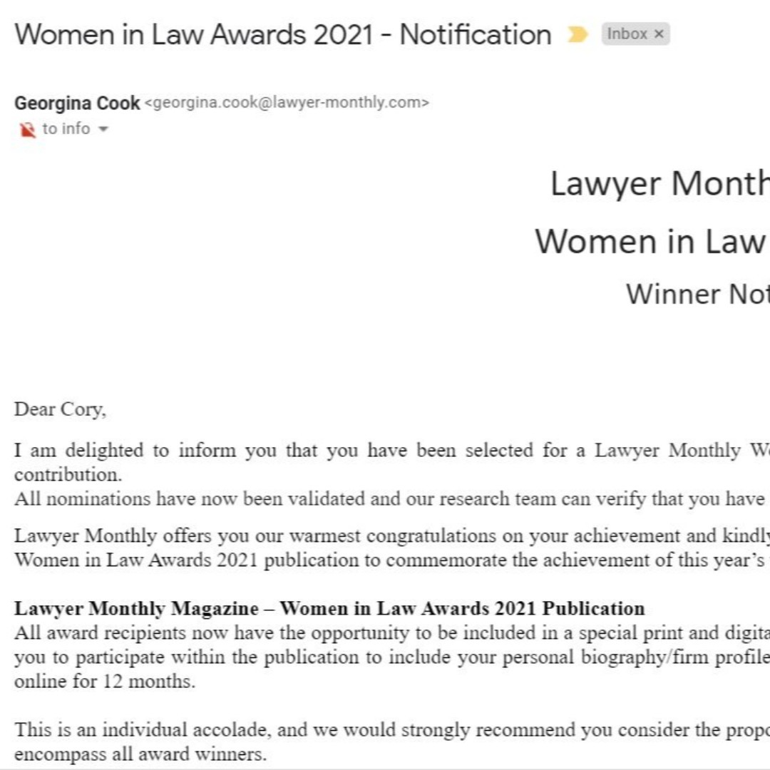 Honored by #Superlawyers, having been "selected..2021 New York Metro Rising Stars list," I am blown away by being selected for a Lawyer Monthly, Women in Law award!
New York and Florida, Injury, Addiction, Accidents, 631-450-2515 (NYS) (954) 998-2918 (FLA) *Attorney Advertising*