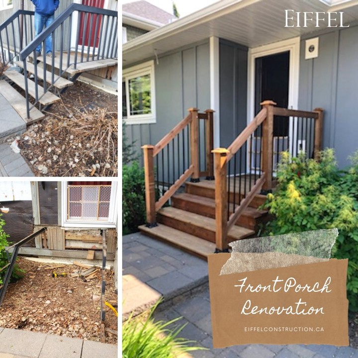 New #frontporch renovation finished last week ๐
#edmontonalberta #edmontoncontractors
#yegcontractors #eiffelconstruction #Edmonton #alberta #yeglandscapers #homeimprovements #homeimprovement #carpentry #frontporchliving #renovationlife #woodwork #woodrenovation
#landscaping #yeg