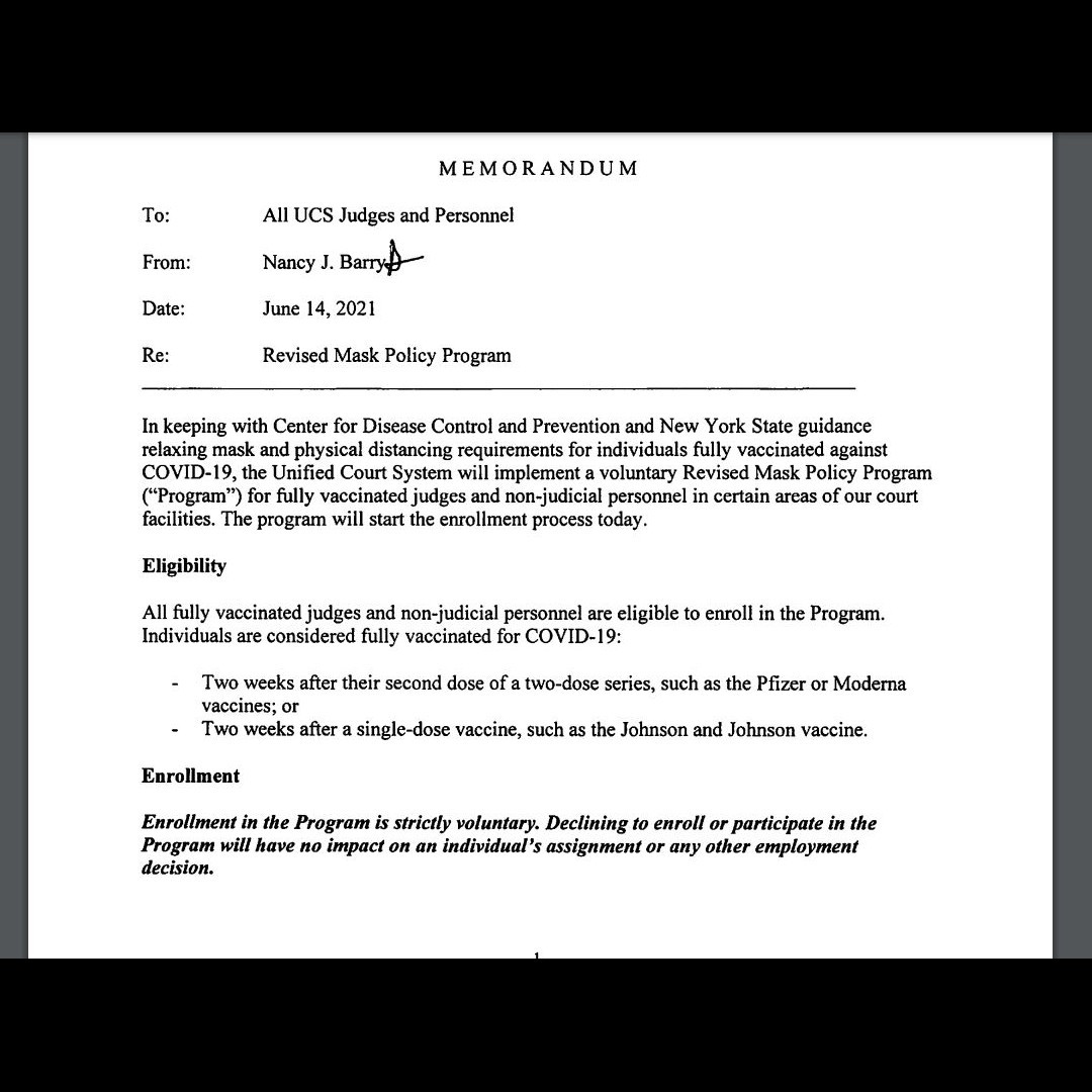 Flattening of the Curve (2 years later) - vaccination (whose only immunity seems to extend to its manufacturer) proof means you can unmask - I stand with Judge Jenny Rivera, who "refused to report her vaccination status or apply for an exemption"