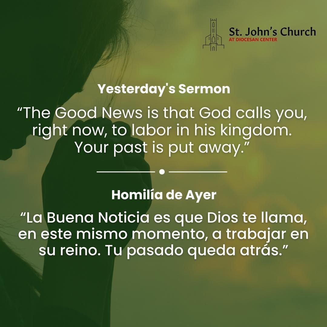 ?✨ Join us this Sunday for a powerful message that will inspire you. Whether you're a regular attendee or a first-time visitor, you belong at St. John's! ? #SermonQuote
?️ Sunday Mass Times:
?? English - 9:30 AM
?? Español - 11:00 AM
.
.
?✨ Únete a nosotros este domingo para un mensaje poderoso que te inspirará. ¡Ya seas un asistente regular o un visitante por primera vez, encuentra tu hogar espiritual en la Iglesia San Juan! ? #HomilíaDeAyer
?️ Horarios de la Misa del Domingo:
?? Inglés - 9:30 AM
?? Español - 11:00 AM