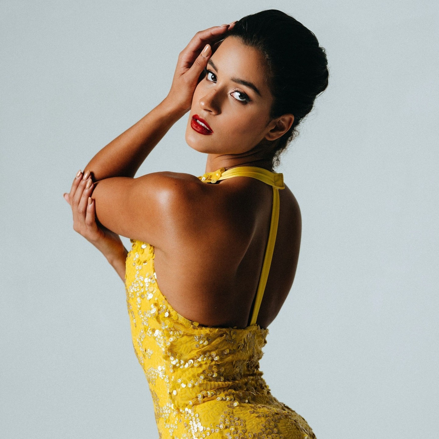 Check out our "Erin" Mini-Dress. She has a gorgeous t-back and an angled high slit skirt to show off leg work. Did you know most of our styles can be made in any of the fabrics we offer? AND! If you can't find the fabric you are looking for, we can special order for you. You have endless possibilities to create a unique look for your team! What will you create? #dancecostumes #dancer #costumes