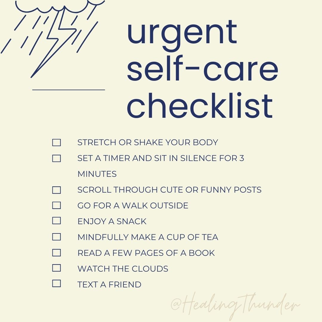 Self-care isn’t selfish; it’s necessary. ✨🧘♀️ ✨ And that's especially true in times of *crisis* - whether that's an actual current crisis or a trigger of a former crisis. (Both are valid!)
✨ In times of distress when your heart rate is up and your thoughts are racing, it is up to you and only you to return to baseline.
✨ It is crucial to be able to, first, recognize when you are feeling activated, and then to pull on your personal tools to calm down.
This is a list of some of my go-tos. What’s on your go-to urgent self-care list? 💖
If you'd like help building your personal toolkit, use the link in my bio to book a time for an intro call! I'd love to support you. 💖
#SelfCare #Wellness #SelfDevelopment #SelfCareRituals #SelfCareTime