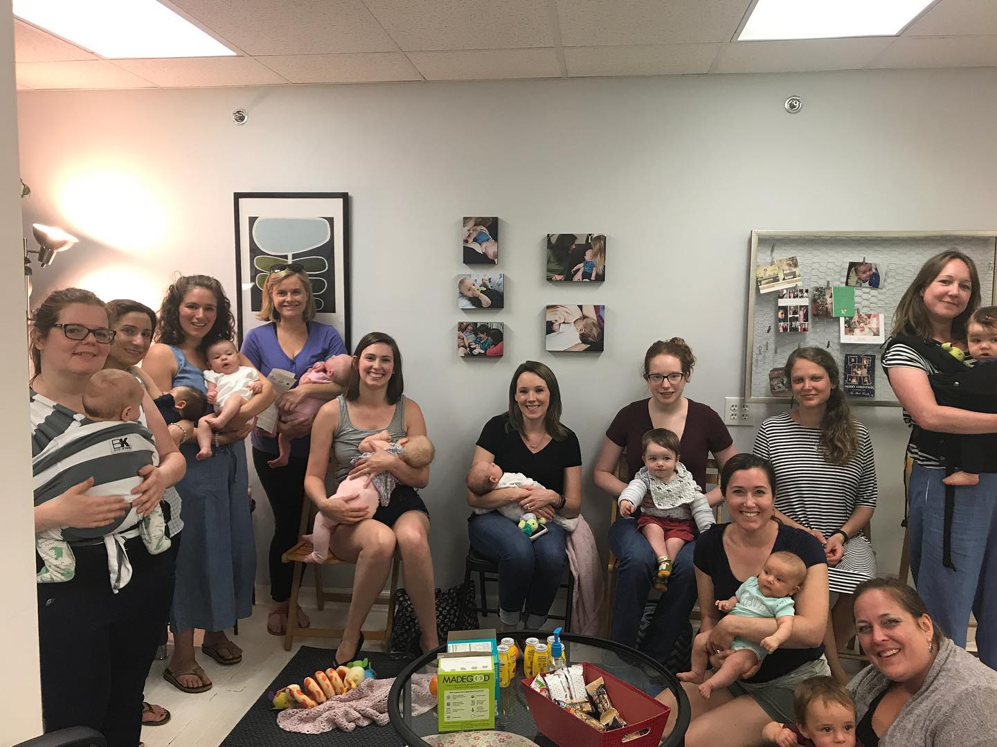 Bangin’ support group today. I couldn’t even get everyone in the photo. 17 mamas and babies and one pregnant woman who got lots of great advice. !! It was cozy but we did it. What a fun group of women. #forresterlactation #westhartfordmoms #breastfeedingsupportgroup