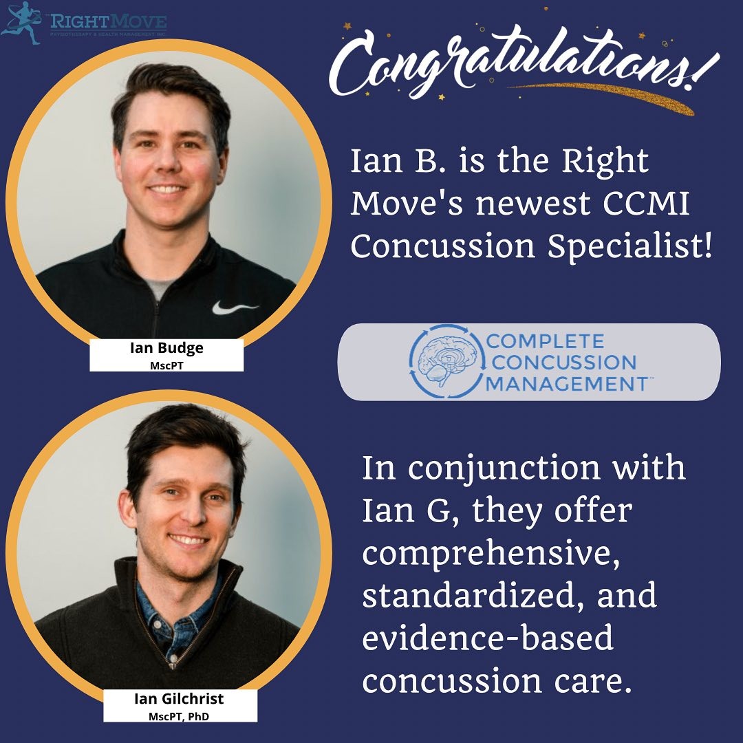 A big congratulations goes out to Ian B for passing the complete concussions management exam!
He joins Ian G at the Right Move as a CCMI concussion specialist devoted to offering a comprehensive, standardized, and evidence based concussion care.
To find out more about CCMI and how concussion assessments are conducted at the clinic you can visit the right move website or view our Instagram page.