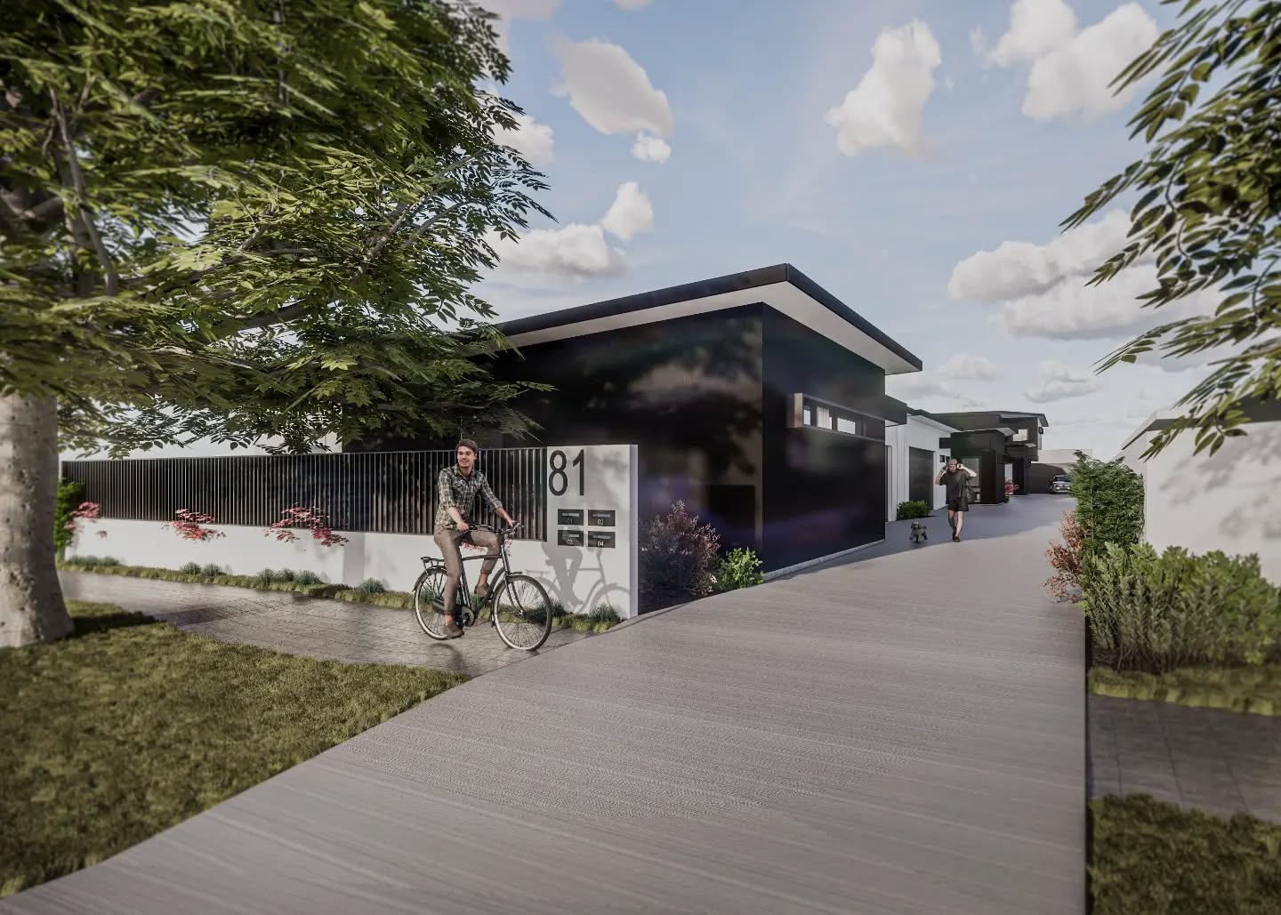 Drafts for black and white townhouses, lots of alternative materials and a focus on spacious layouts.