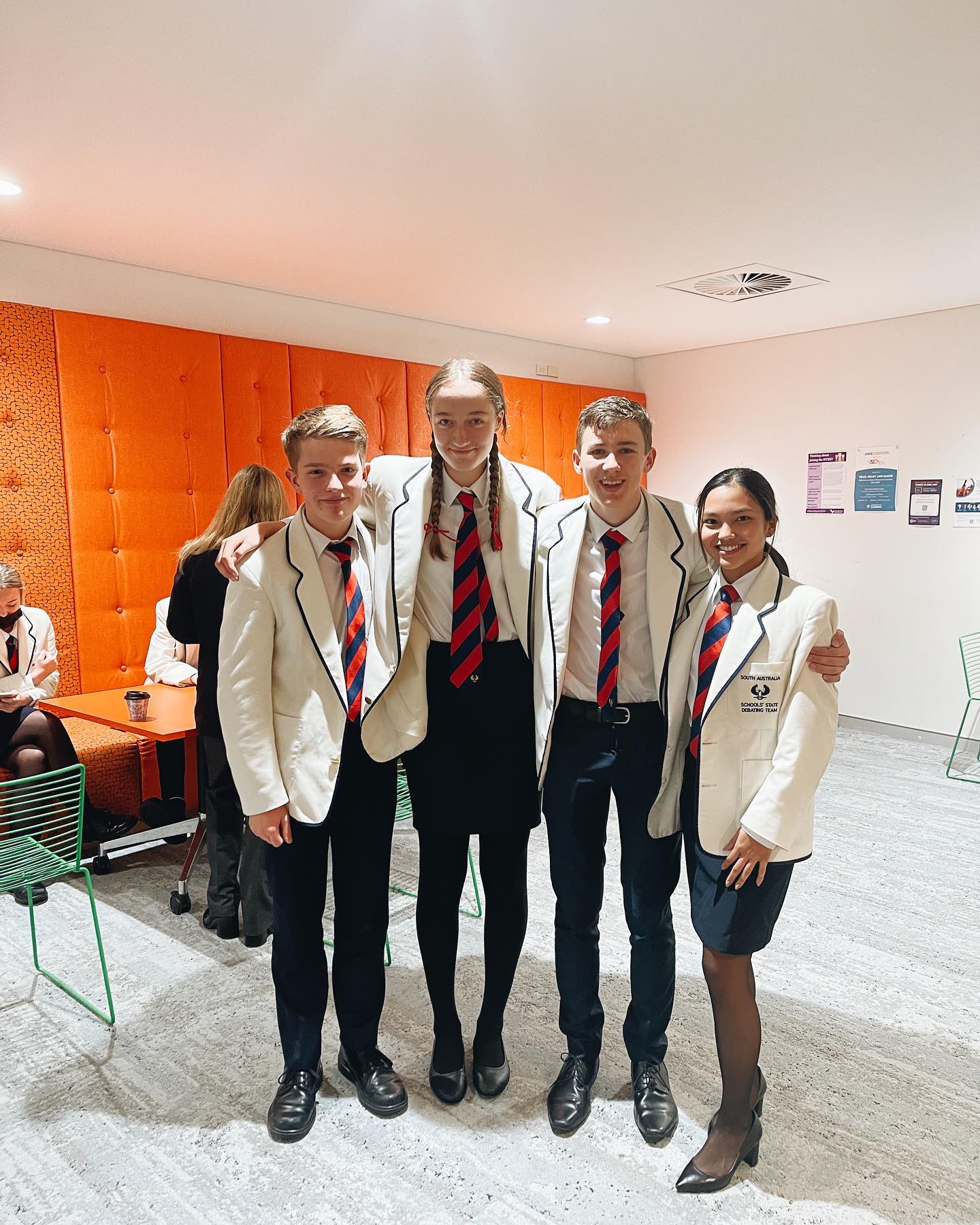 After losing unanimously to QLD this morning on the motion, “that we should ban all procedures that change someone’s racial appearance” and in a split to ACT negating the motion “that oligarchs and investors from countries that are committing human rights violations should be banned from hosting sporting events and owning sporting teams” the shrikes are nevertheless simply that good (in sickness AND in health, swipe for context) that THEY BREAK 🤍💙❤️🤍💙❤️ we wish them luck for the minor semi tomorrow!!