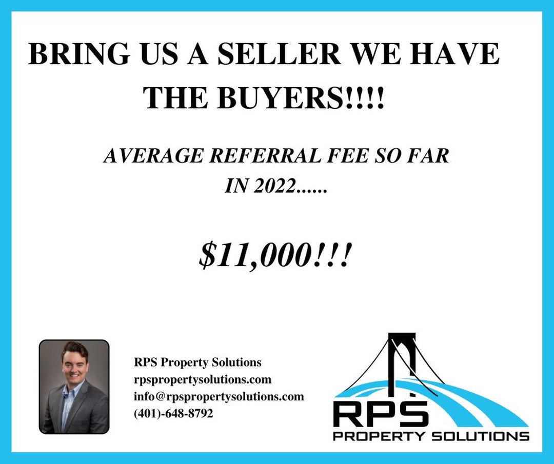 If you know anyone who has the following property problems and needs a quick CASH sale send them our way! The referral fees have been HUGE so far this year!
• Foreclosure
• Probate
• Distressed/Damaged
• Unpaid Property Taxes
• Code Violations
.
.
.
.
.
#rpspropertysolutions #realestateinvesting #webuyhouses #webuyhousescash #rentalproperties #rhodeislandrealestate #cashforhouses #flippinghouses #referralfee #sellyourhousefast
