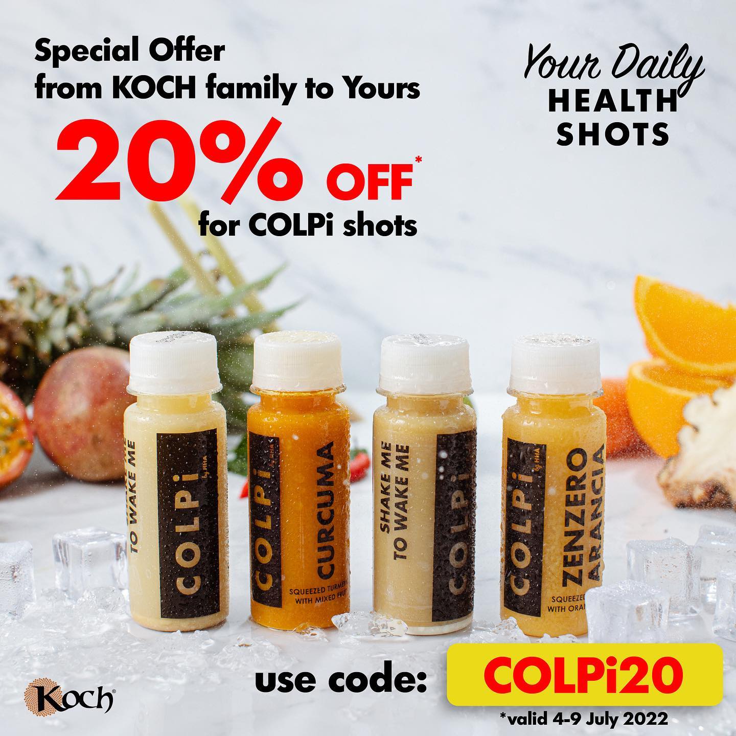COLPi shots for everyone!
Hurry Up for 20% OFF!
Just visit www.kochuae.com to place your order.
#Colpi #Colpishots #Shots #Gingershot #shakeit #immunebooster #fitness #Coldpressjuice #juicing #healthyDubai #juicecleanse #cleanse #dailyroutine #Dubai #MiddleEast #healthy #health #healthyshots #healthylifestyle #healthyliving #healthychoices #healthylife #instahealth #healthybody #healthymind #gethealthy #behealthy