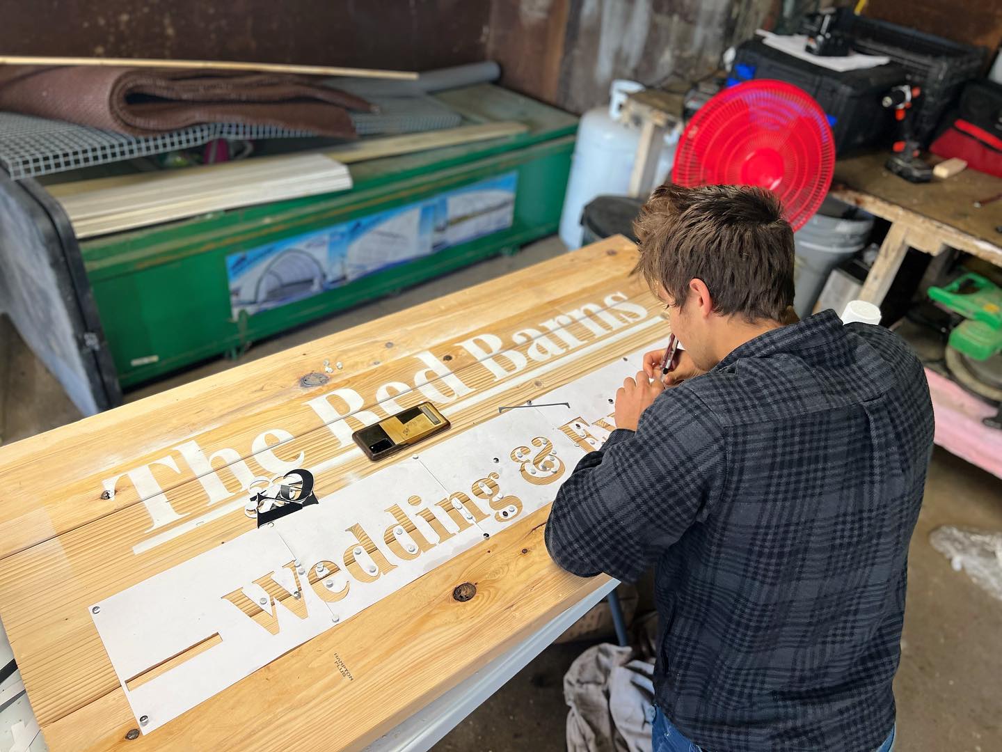 Custom built road sign by @embreeswoodwork in the works!! He’s getting crafty and working with what we got. Stay tuned for the final product. We are eggcited to display this for all to see!!!