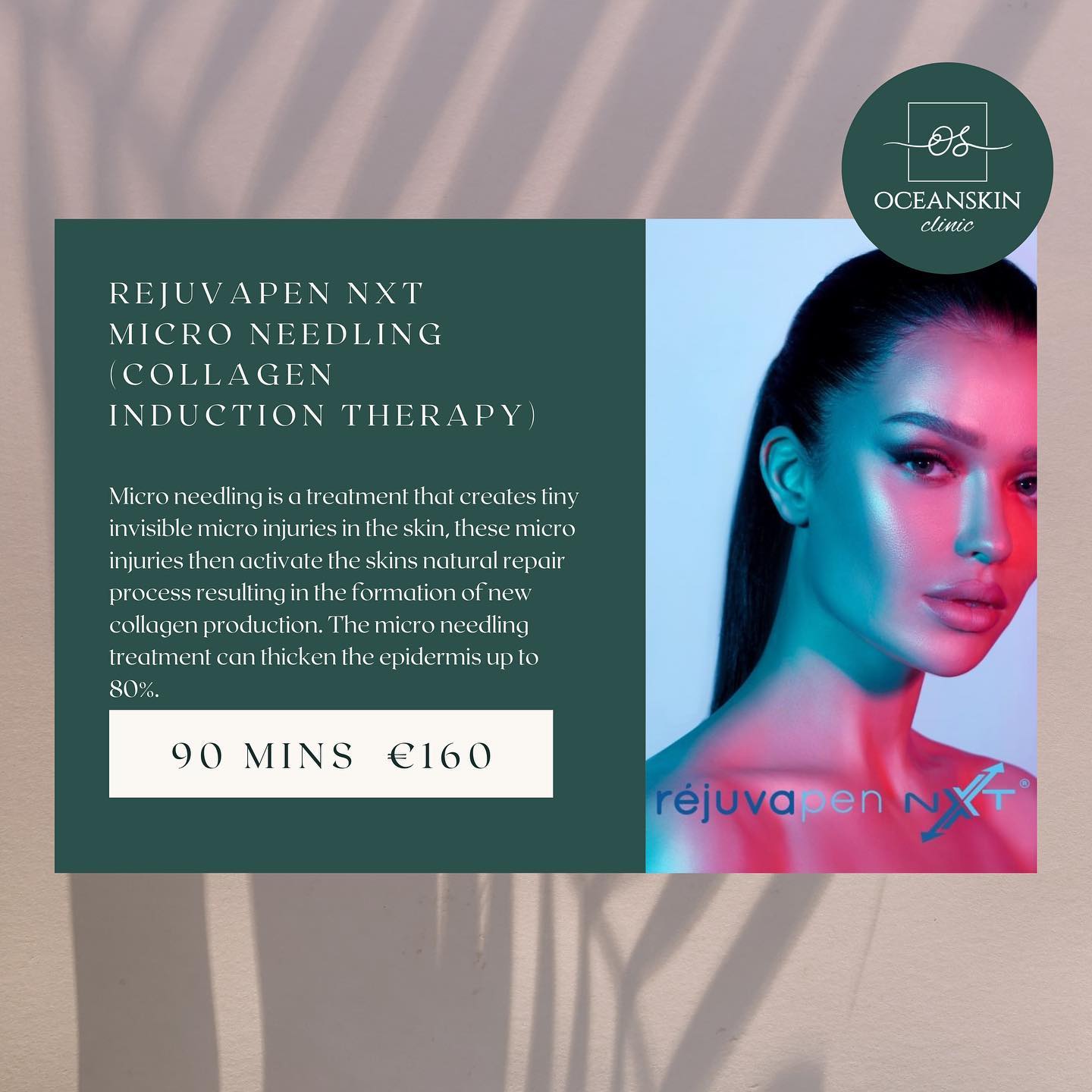 Have you tried the @rejuvapennxt treatment?
Rejuvapen™ is a remarkable, non-laser, non-surgical treatment that causes skin to stimulate collagen production and fresh new tissue.
Unlike other Medical Micro Needling devices the Rejuvapen™ can be localised to the areas needed. This means we can focus more on areas such as scars or stagnant lines that need more of a boost! ??
What can this treatment do?
• Improves Acne Scarring
• Improves Scars
• Minimizes Pores
• Reduces fine lines and wrinkles
• Lifts, tightens and rejuvenates skin
• Improves the appearance of stretch marks
• Stimulates collagen for overall skin health
Book online today with Rachel ???
@oceanskin_ie
#rejuvapen #expressfacial #goodbyewrinkles #rejuvapennxt #facepeel #acnescarring #hydratedskin #finelinesandwrinkles #skintreatments #rejuvapen® #rejuvapenresults #galway #galwaybusiness #galwayfacials #oughterard #moycullen