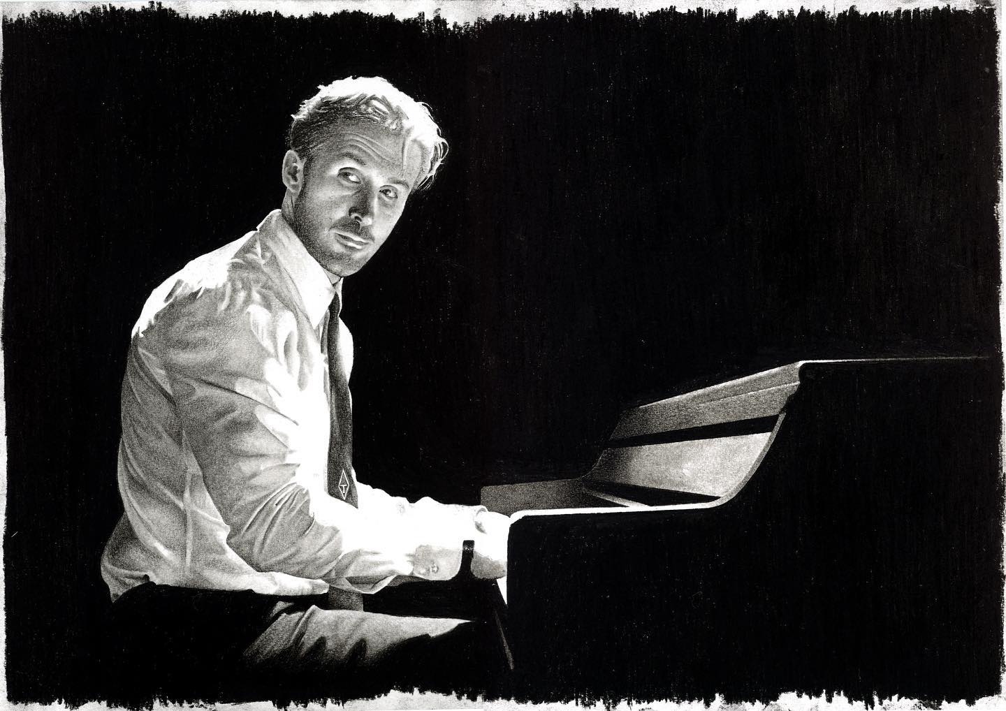 FIN.
Drawing of Ryan Gosling from the film La La Land. Charcoal, A3.
#charcoal #drawing #artwork