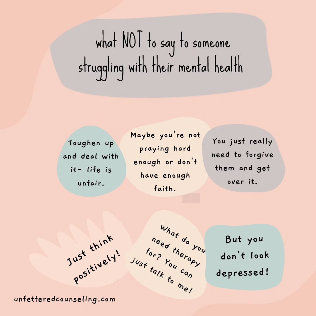 For #mentalhealthawarenessmonth , I'd like to first highlight some things NOT to say to someone struggling with their mental health. What else would you add to this list?
We'll discuss some ways in which we can support our friends or family who need treatment or support next.
Wishing you all hope and healing!