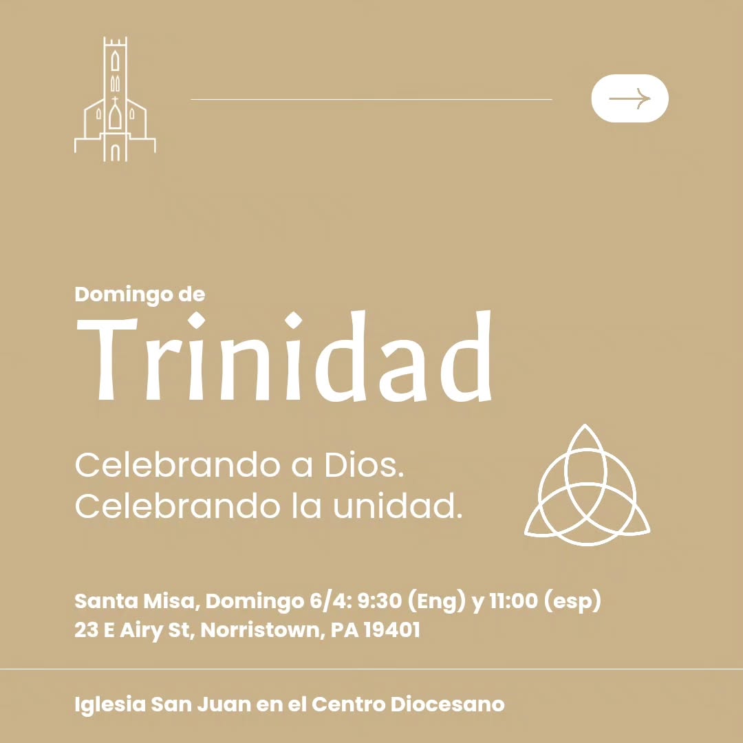 Join for the Eucharist tomorrow as we celebrate who God is: Father, Son, and Holy Spirit. // Únete a la misa de domingo mañana y celebra a nuestro Dios: el Padre, el Hijo y el Espíritu Santo. #trinity #trinidad #eucharist #misa